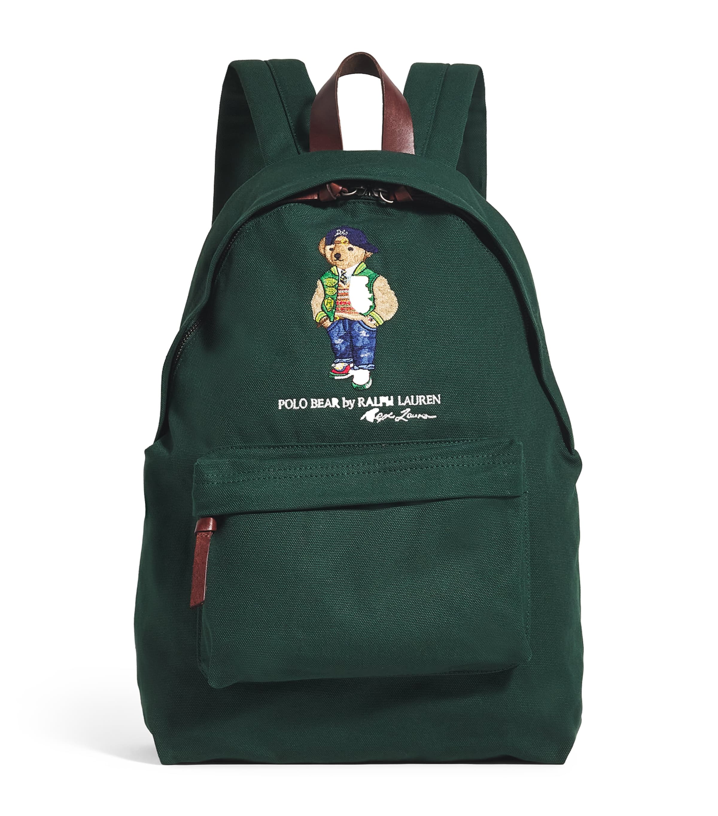 Shop Polo Ralph Lauren Cotton Bear Backpack In Green