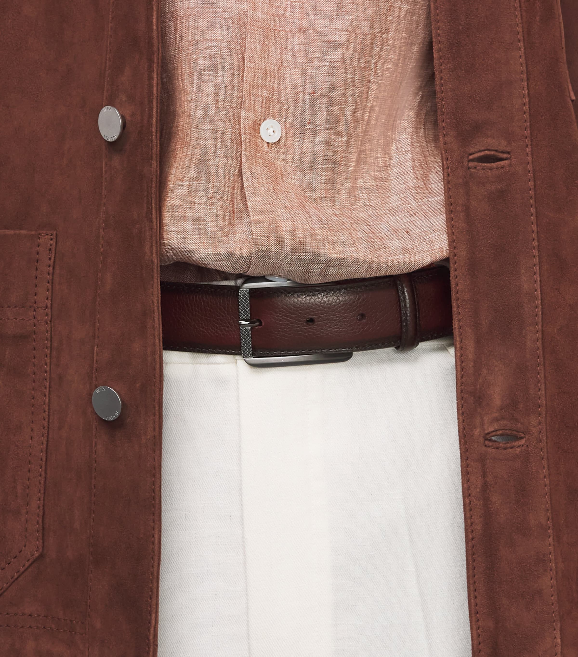 Elliot Rhodes Grained Leather Belt Burgundy Image 4