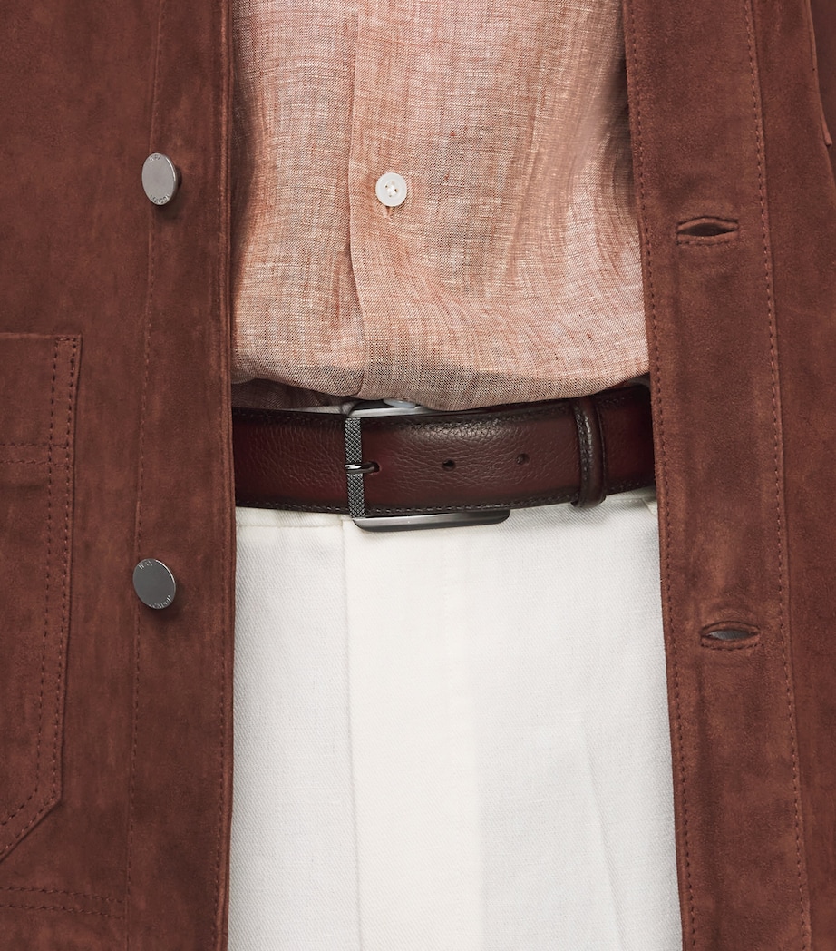 Elliot Rhodes Grained Leather Belt Burgundy Image 4