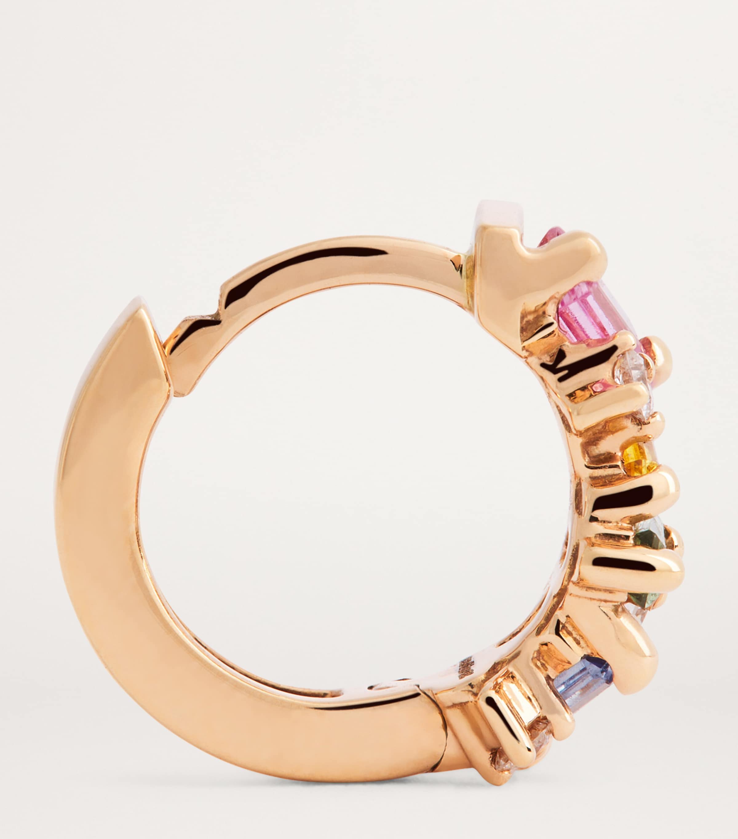 Rose Gold, Diamond and Sapphire Frenzy Huggie Earrings 18K RG/PS Image 4