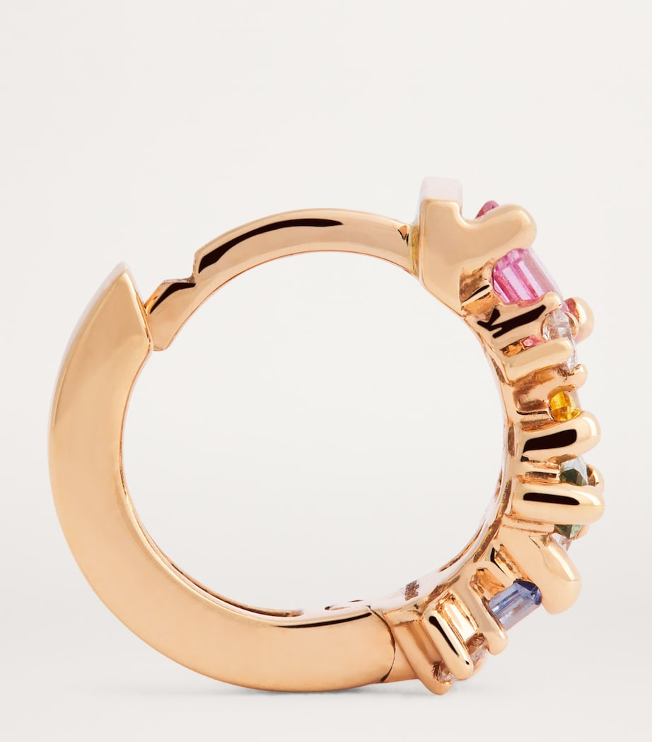 Rose Gold, Diamond and Sapphire Frenzy Huggie Earrings 18K RG/PS Image 4