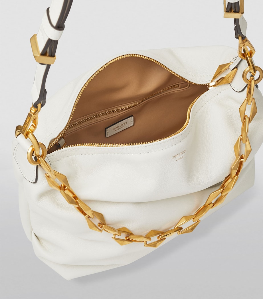 Leather Diamond Shoulder Bag LATTE/GOLD Image 4