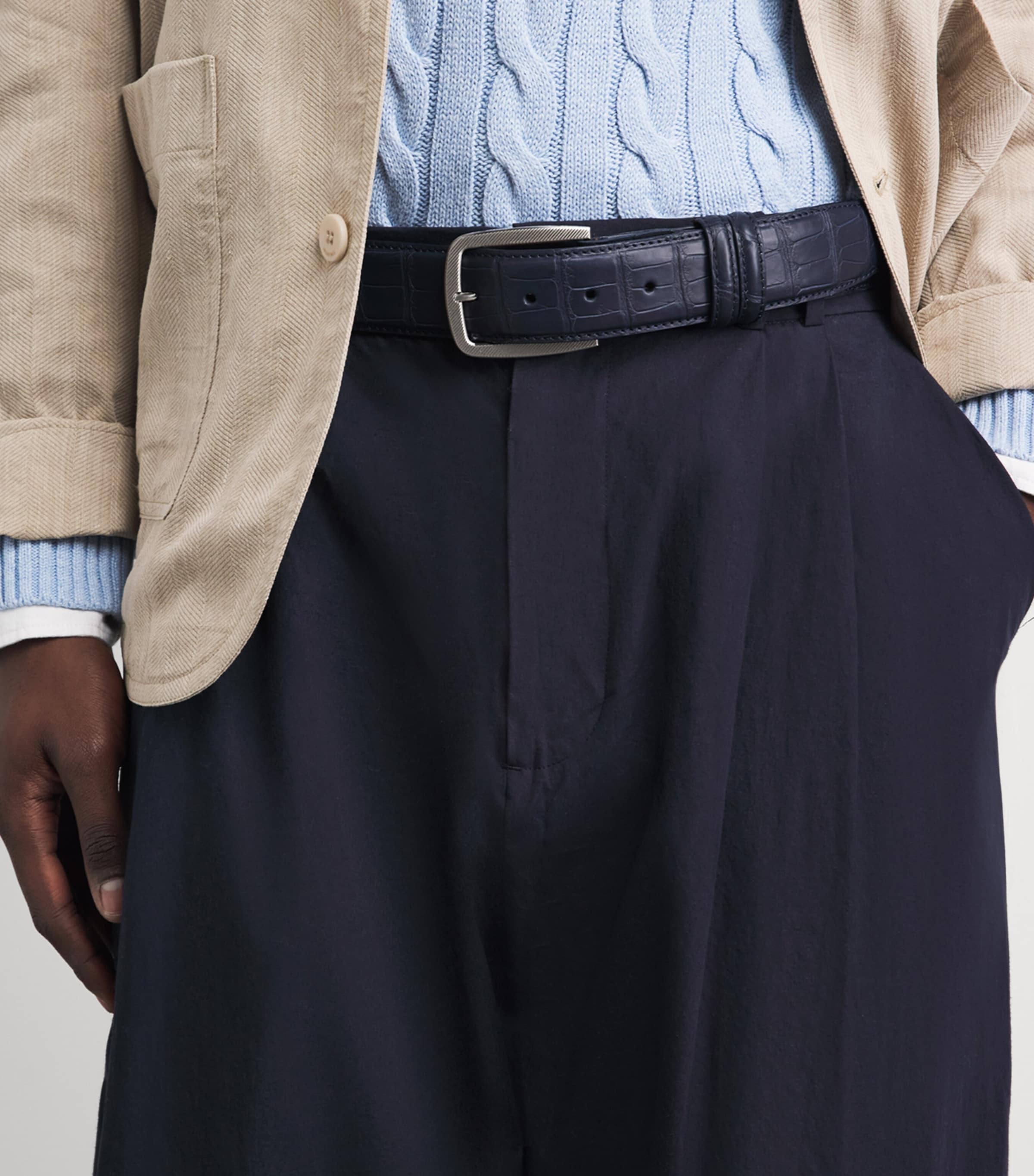 Elliot Rhodes Alligator Leather Belt Navy Image 2