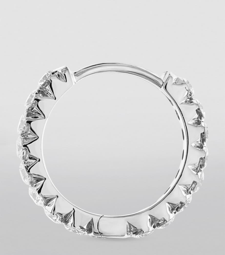 White Gold Invisible Set Diamond Eternity Hoop Earring (9.5mm) WHITE GOLD Image 2