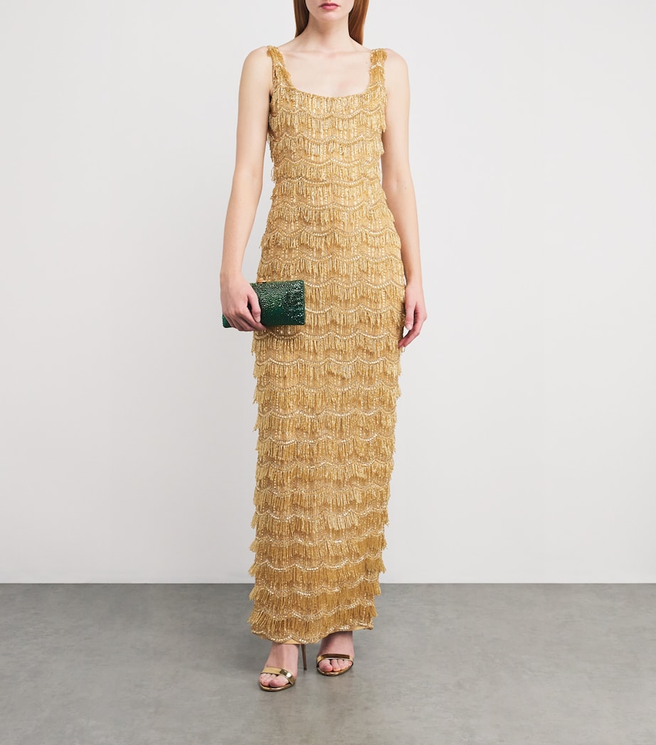 Rachel Gilbert Gold Square-Neck Sadie Gown | Harrods MD Rachel Gilbert Gold Square-Neck Sadie Gown | Harrods MD