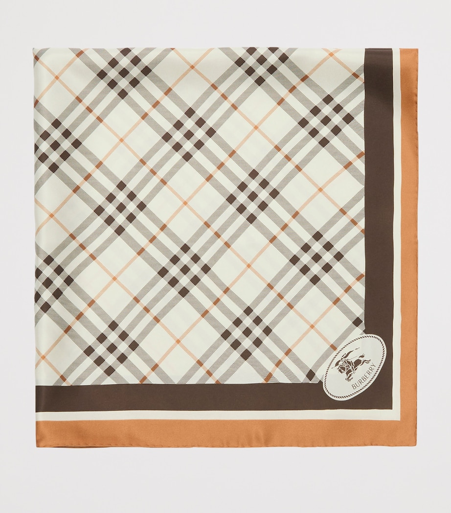 Silk Check Scarf PEBBLE WHITE Image 3