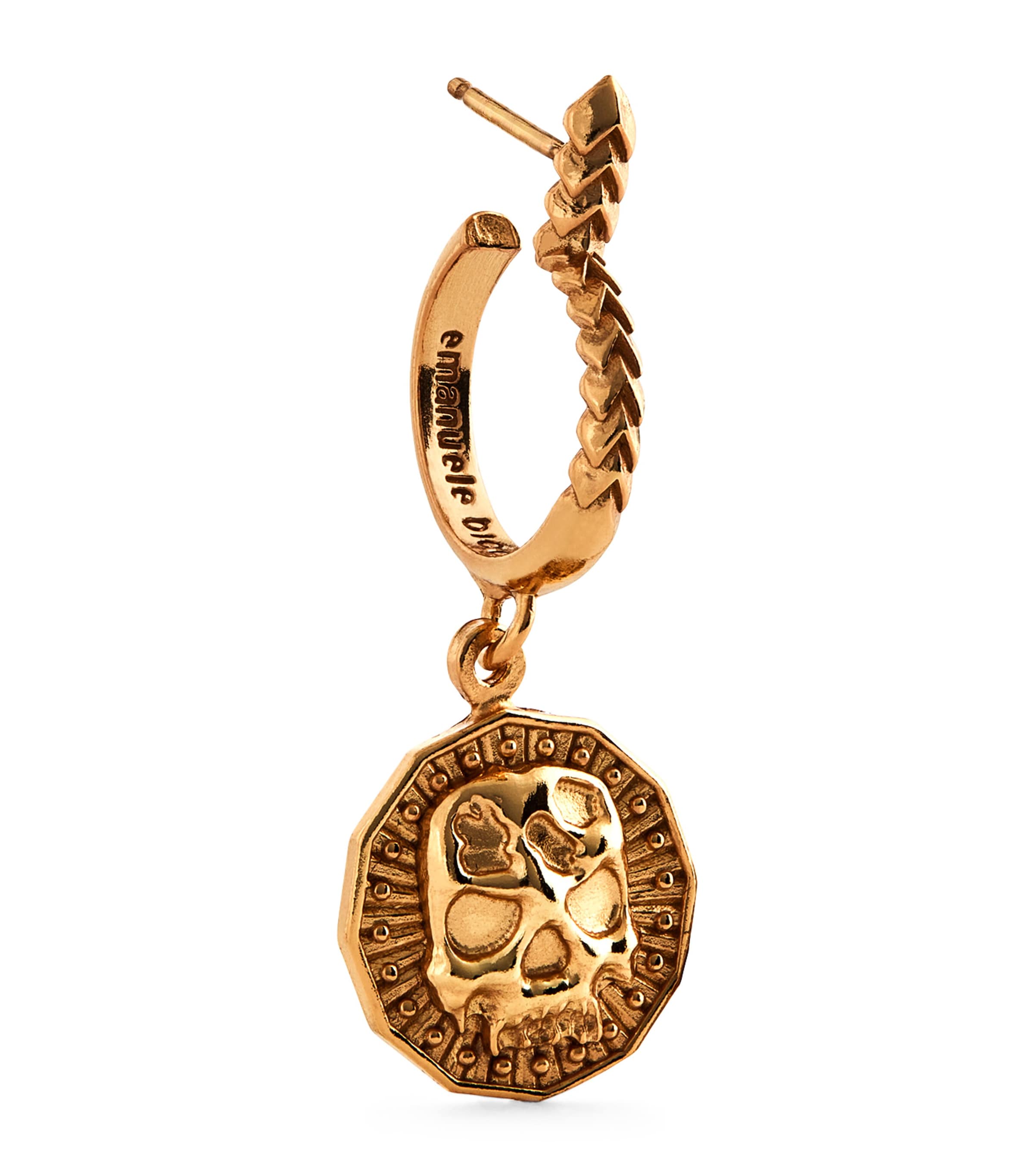 Emanuele Bicocchi Gold-plated Skull Coin Single Earring In Gray