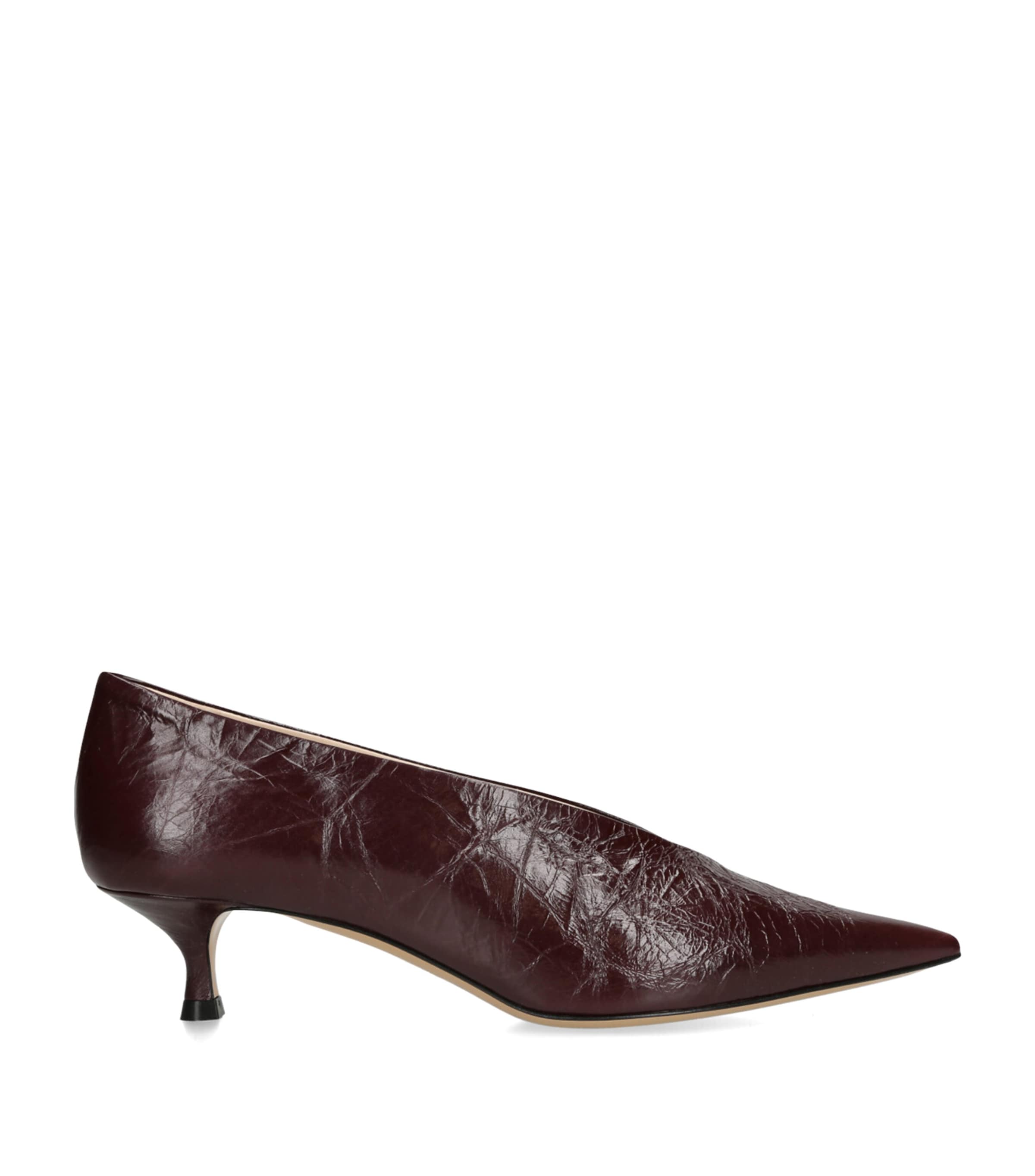 Le Monde Beryl Leather Babouche Kitten Heel 35 In Burgundy