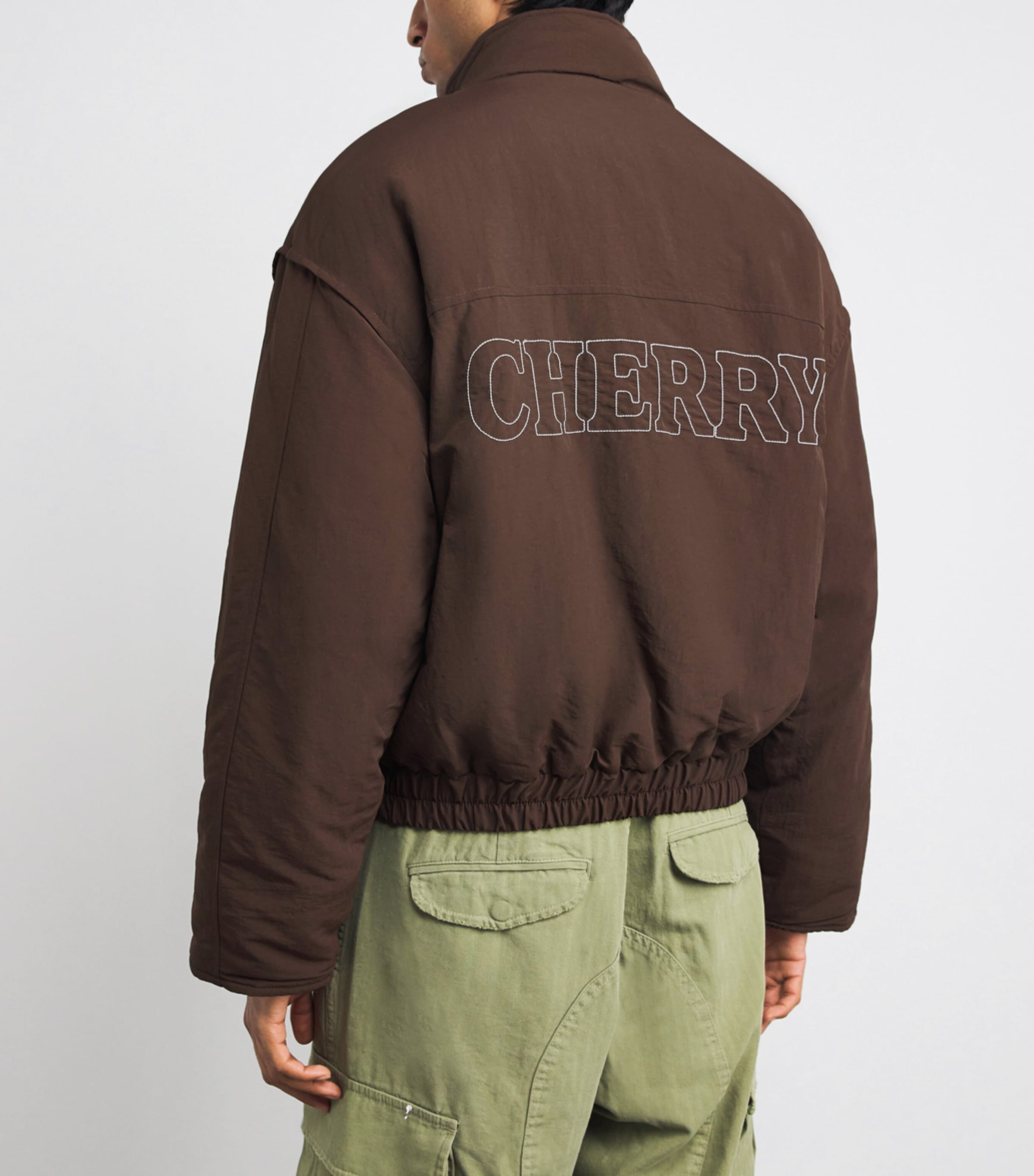 Embroidered Pit Crew Puffer Jacket CHOCOLATE BROWN Image 5