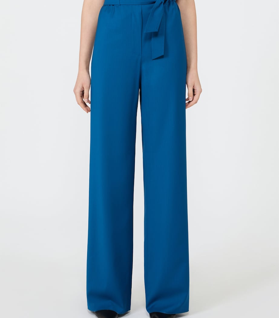 Max Mara Womens Virgin Wool Wide-Leg Trousers Navy Image 3
