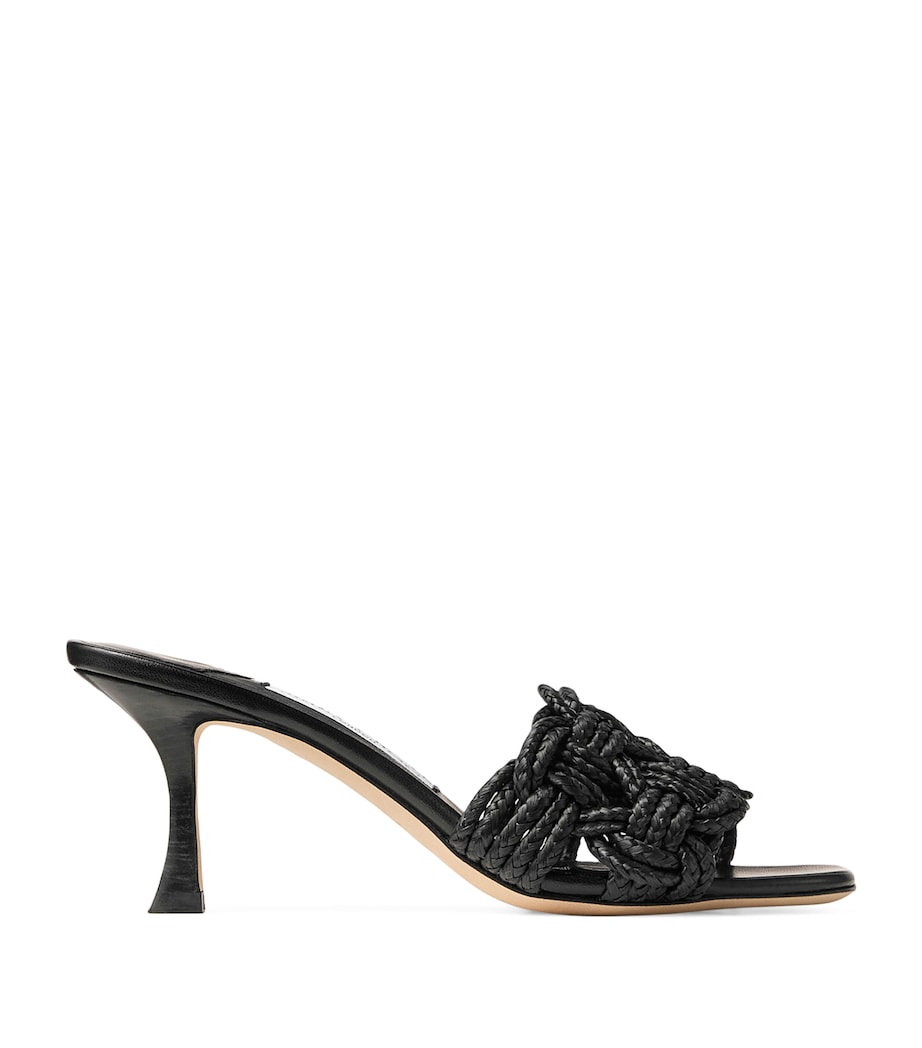 Chara 70 Raffia Heeled Mules BLACK/BLACK Image 1