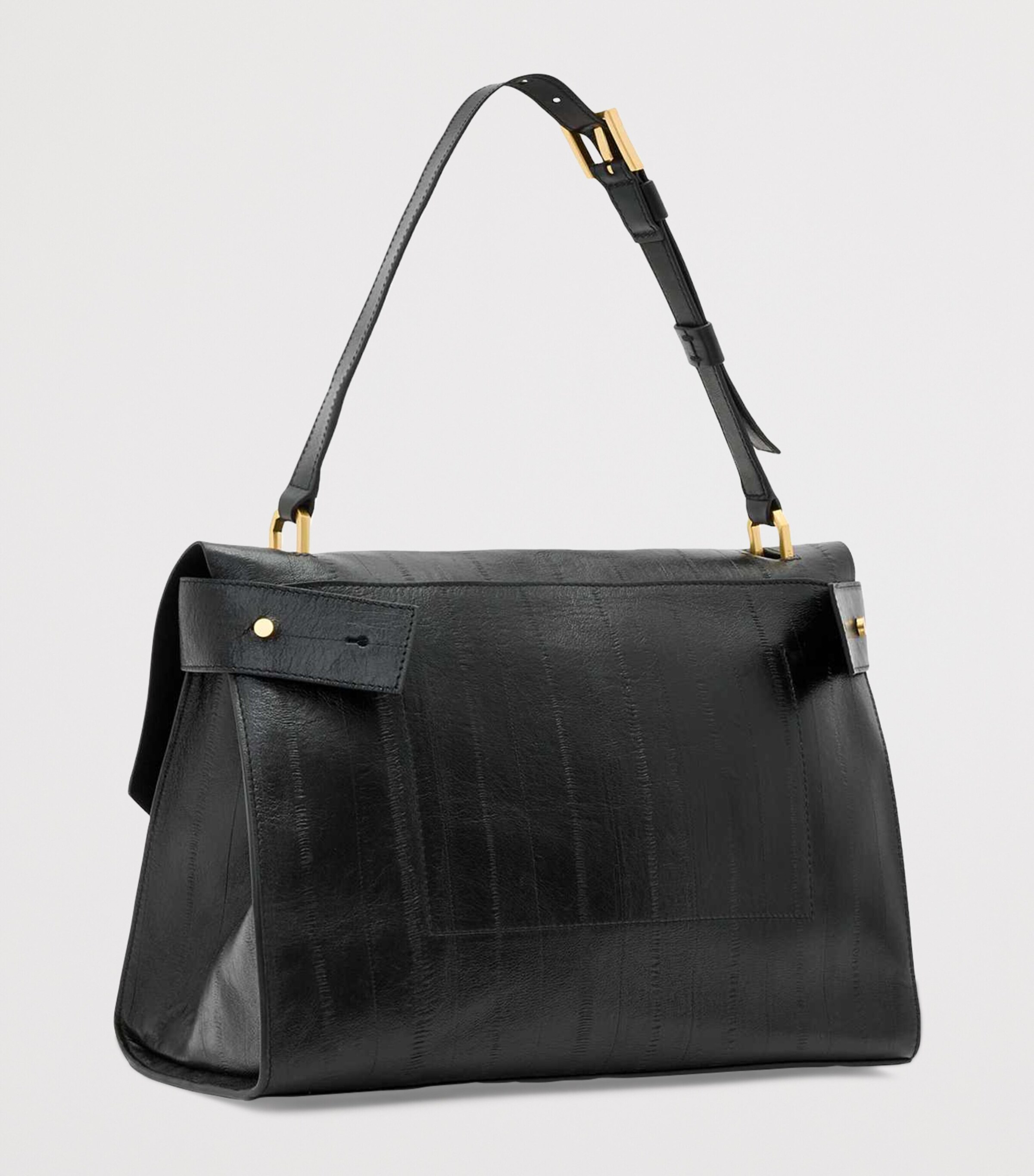 AllSaints Black Leather Ursa Shoulder Bag Harrods UK
