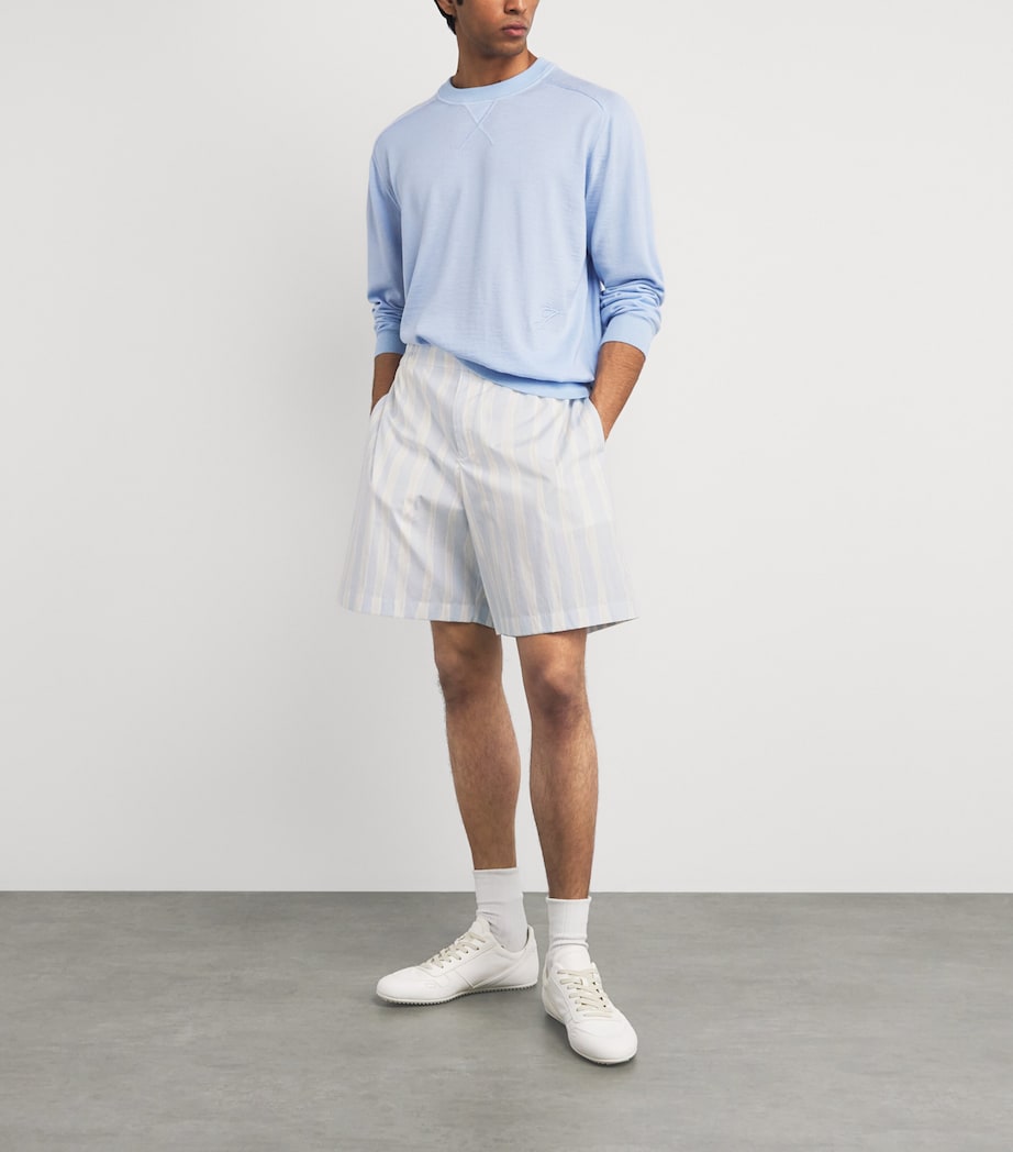 Jacquemus Mens Cotton Stripe Shorts Blu Bge Gch Prnt Image 2