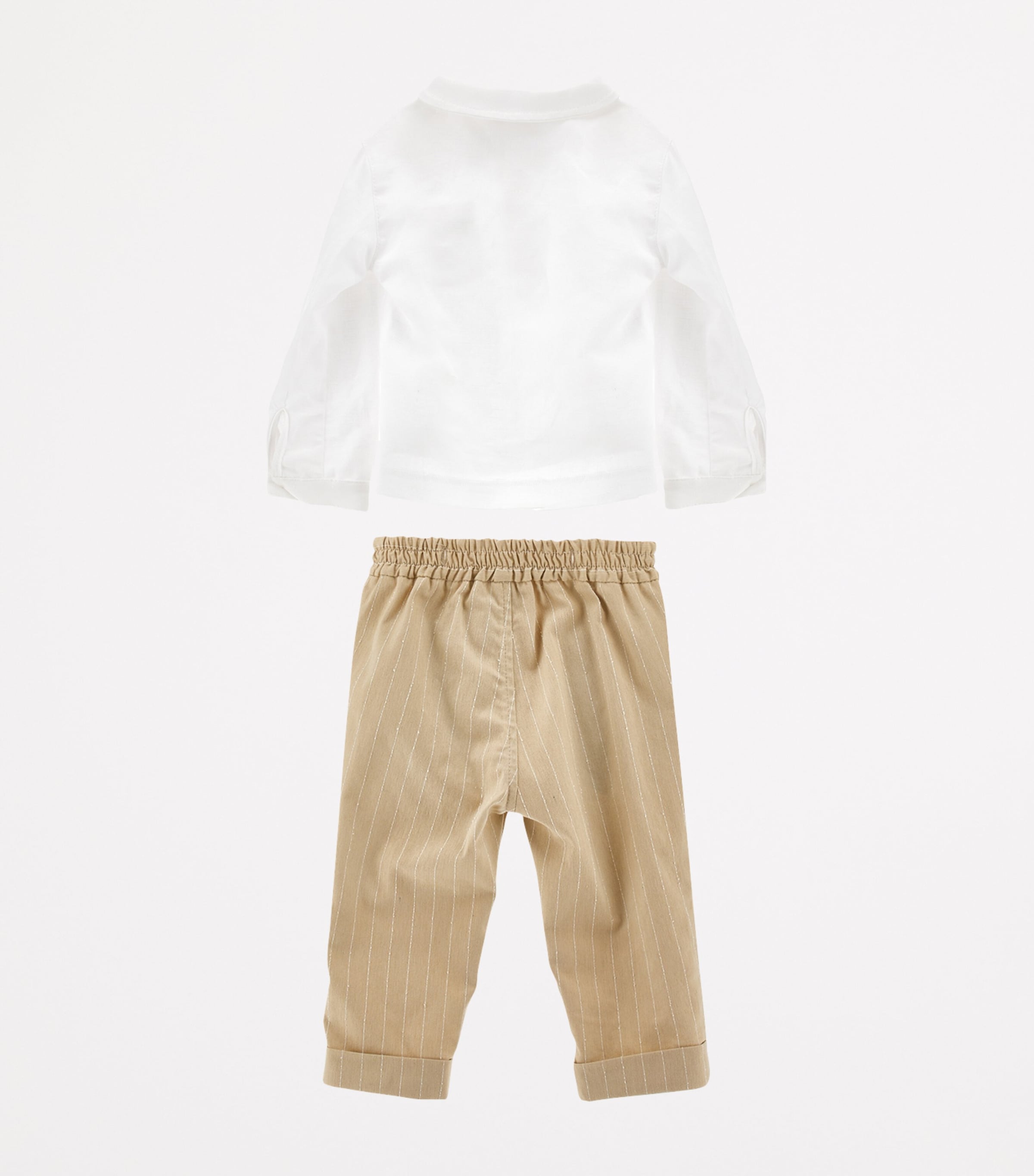 Linen-Cotton Shirt, Trousers and Bow Tie Set (3-36 Months) BIANCO/PANNA+BEIGE Image 2