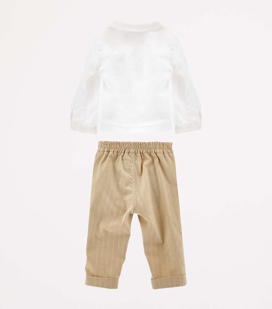 Linen-Cotton Shirt, Trousers and Bow Tie Set (3-36 Months) BIANCO/PANNA+BEIGE Image 2