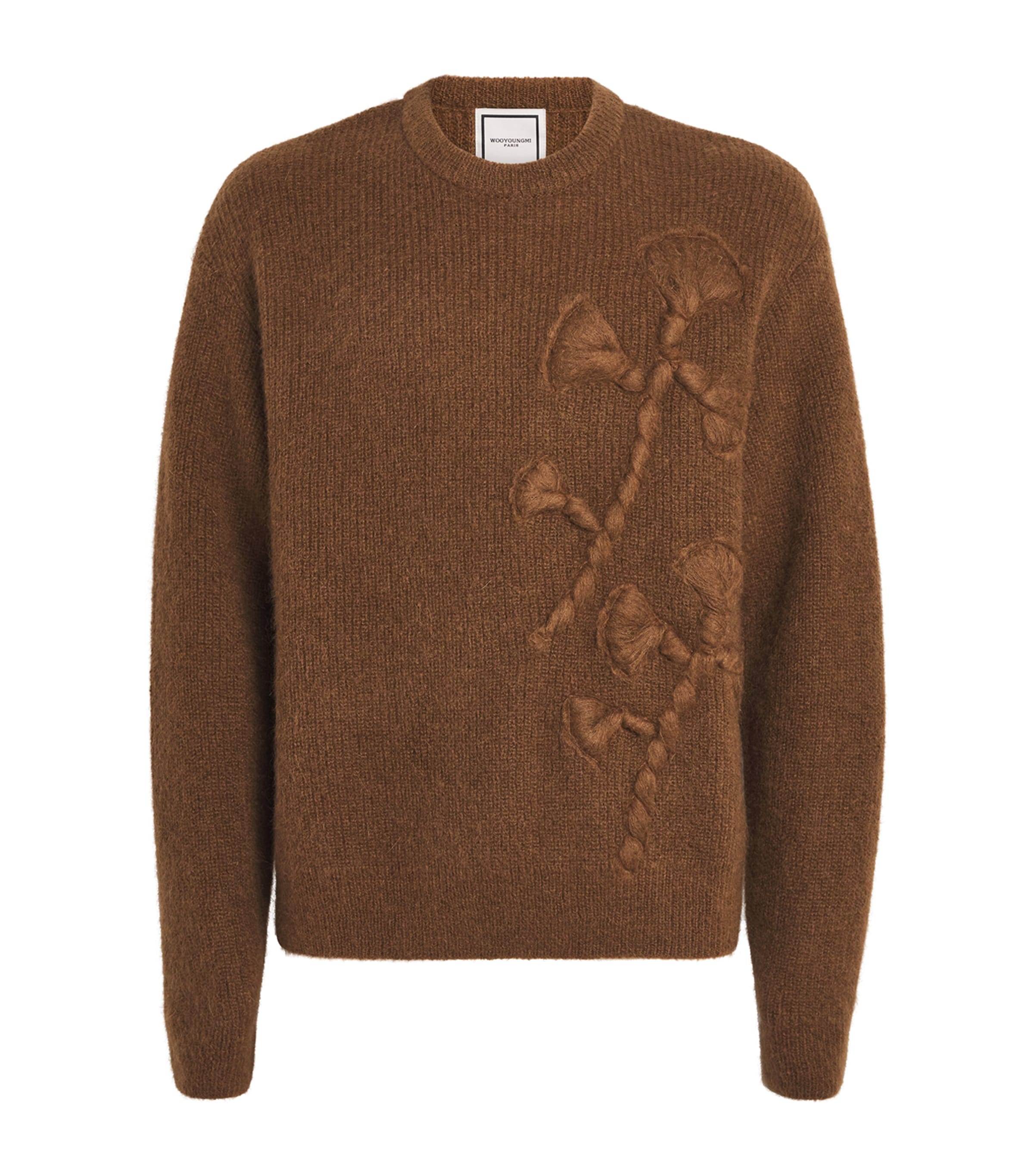 Mohair-Wool-Blend Rope-Stich Sweater CAMEL Image 1