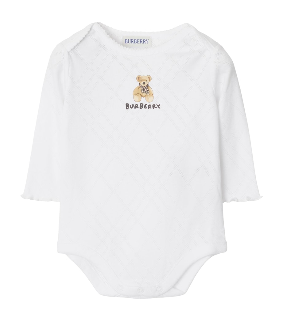Cotton Thomas Bear Bodysuit (1-18 Months) WHITE Image 1