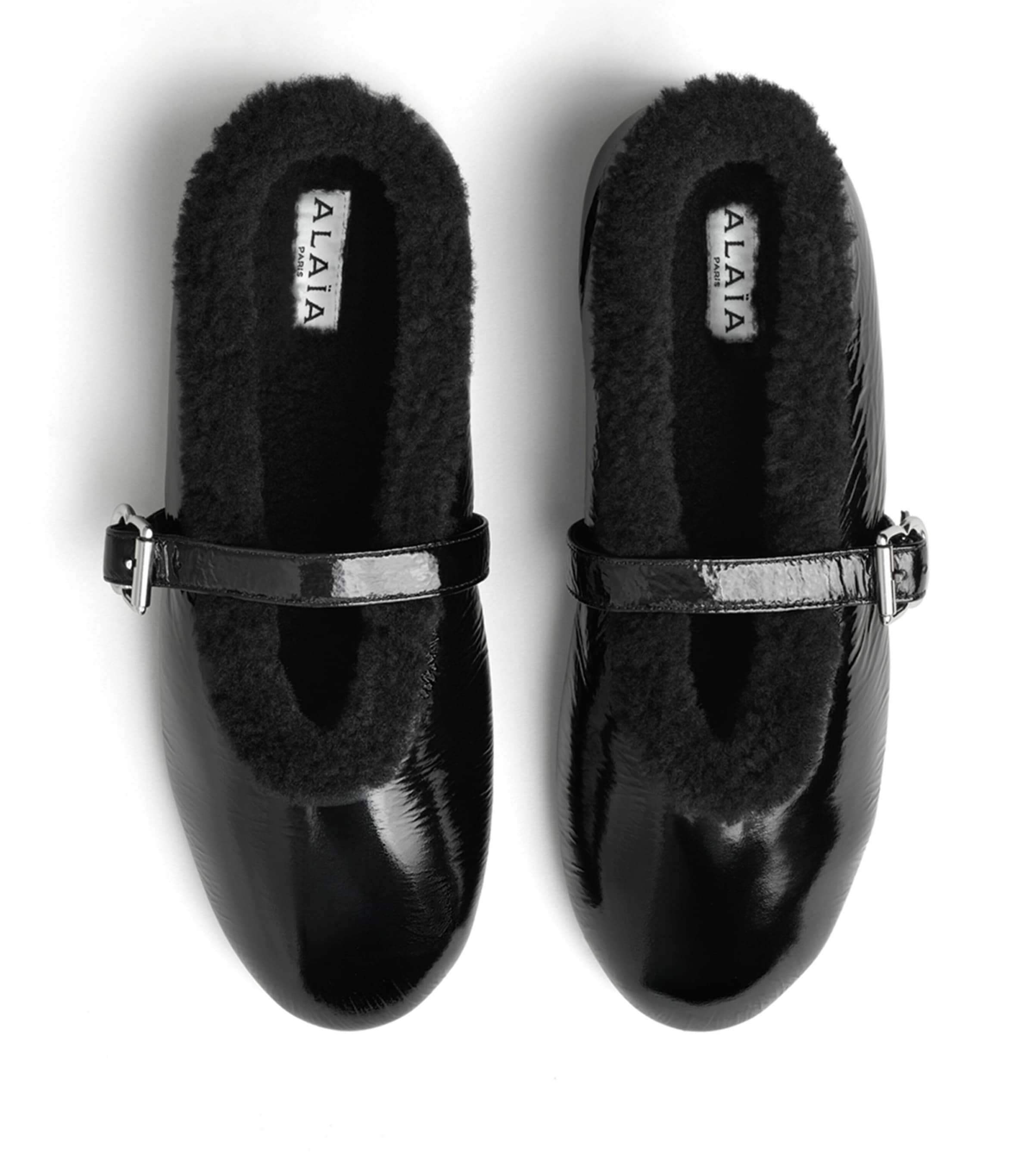 Alaïa Glossy Shearling Ballet Flats Black Image 2