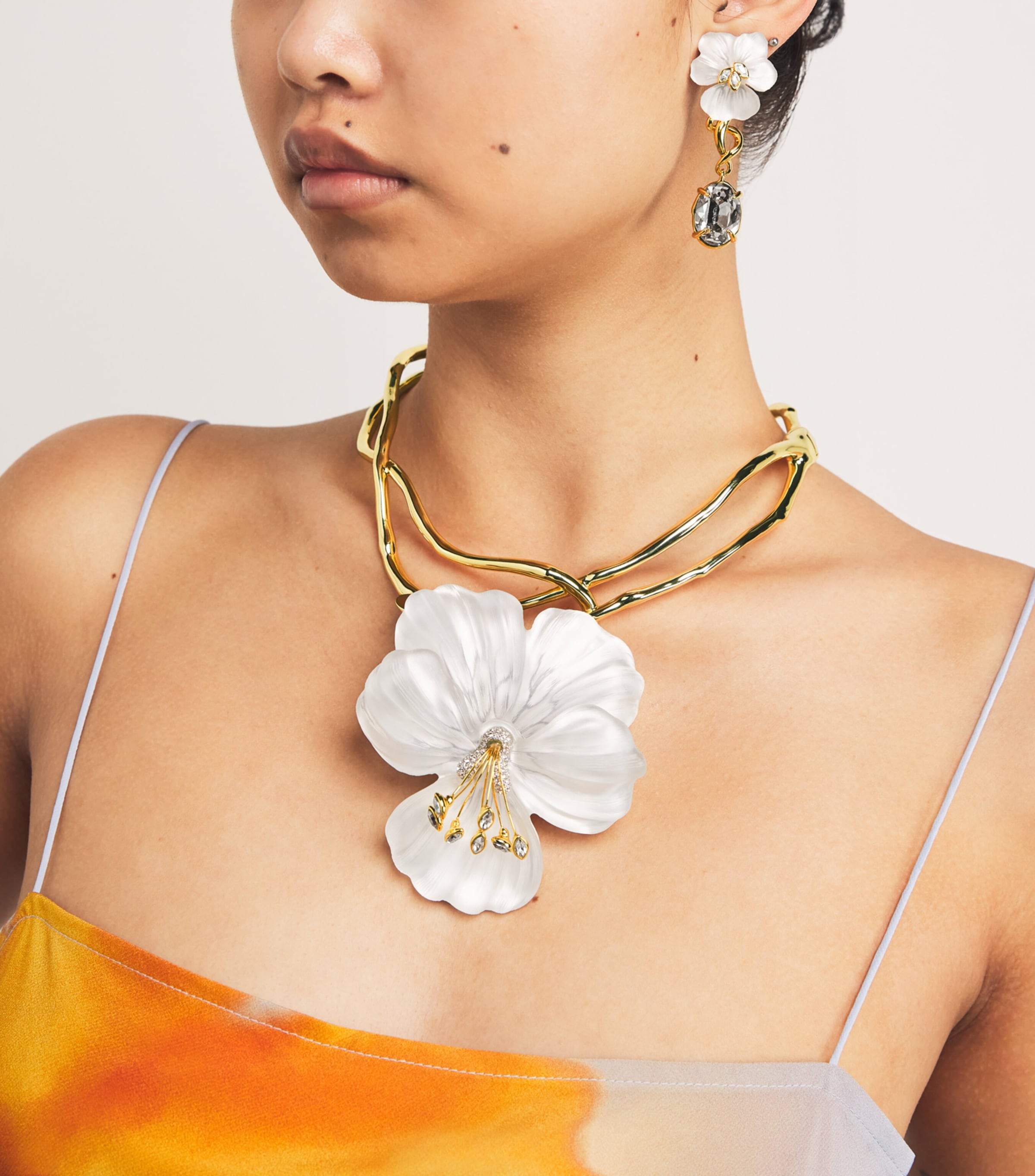 ALEXIS BITTAR GOLD-PLATED CRYSTAL PANSY EARRINGS 