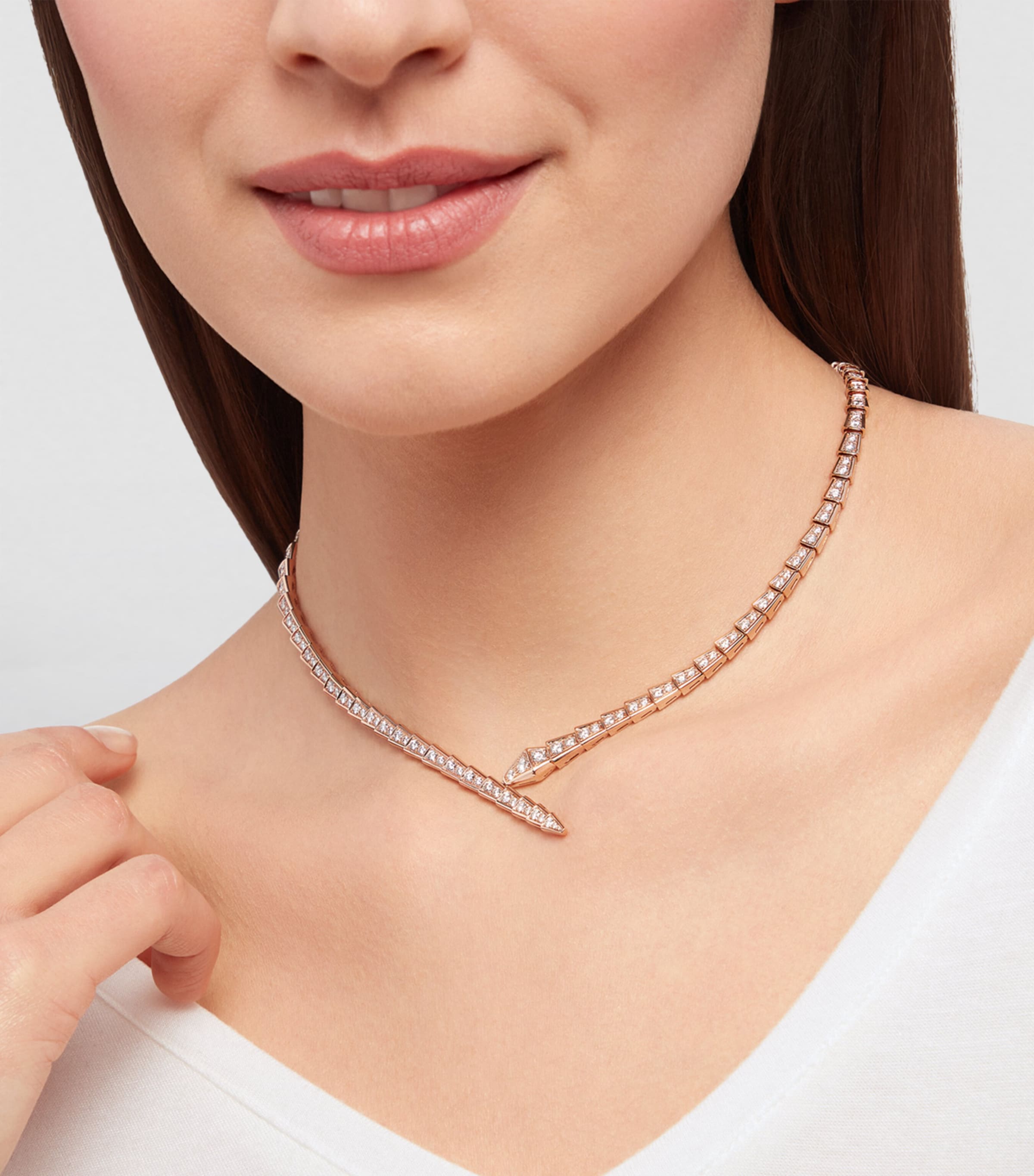 Rose Gold and Diamond Serpenti Viper Necklace PINK GOLD Image 3