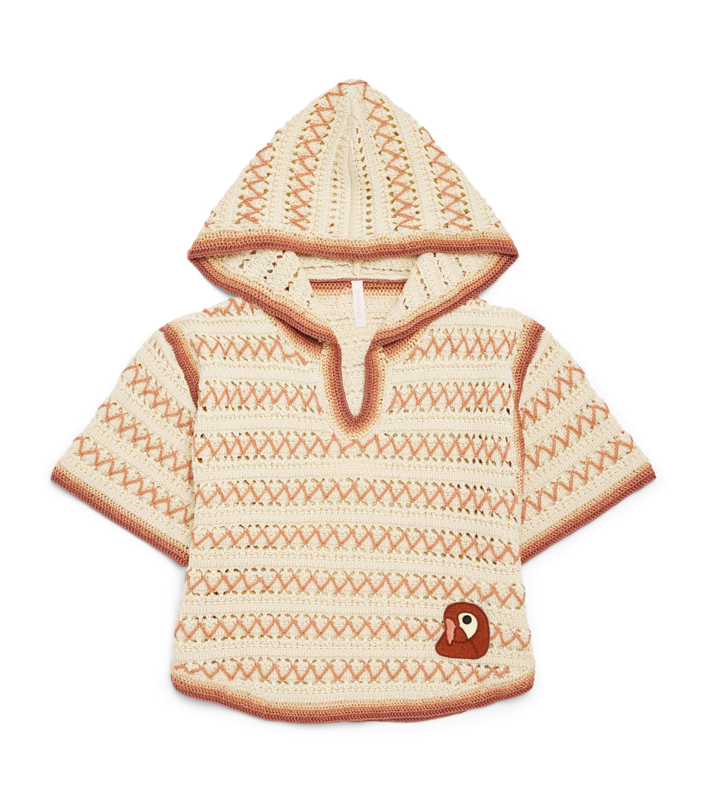 Zimmermann Kids Crochet-Knit Aster Hoodie (2-12 Years) Red/ecru Image 1