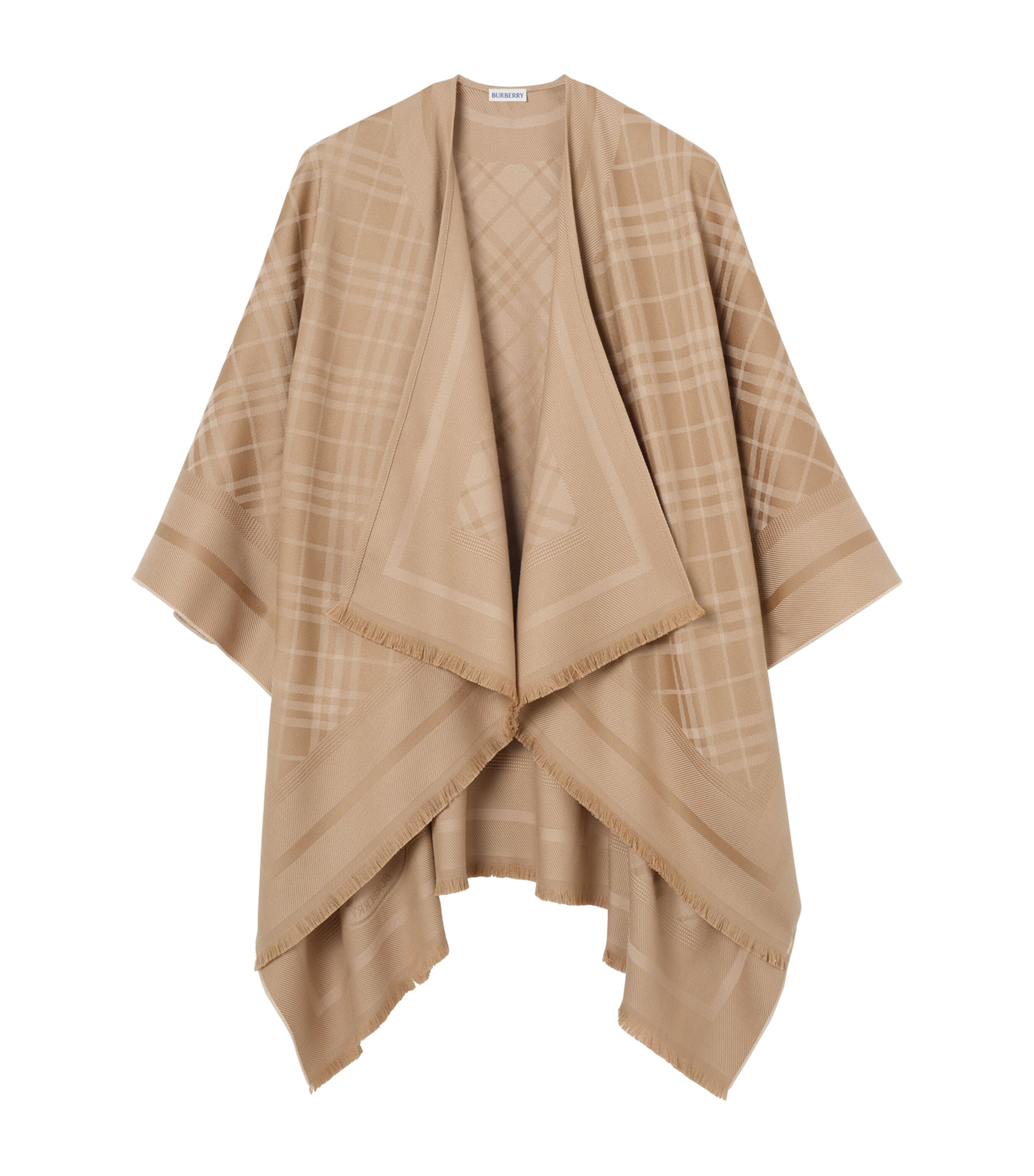 Burberry Wool-Cashmere Check Cape Finch Beige Image 1