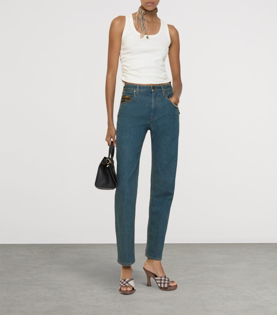 Burberry Womens Heavyweight Mid-Rise Straight Jeans Mid Blue Image 2