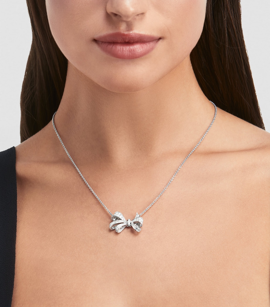 White Gold and Diamond Tilda's Bow Necklace WHITE GOLD Image 2