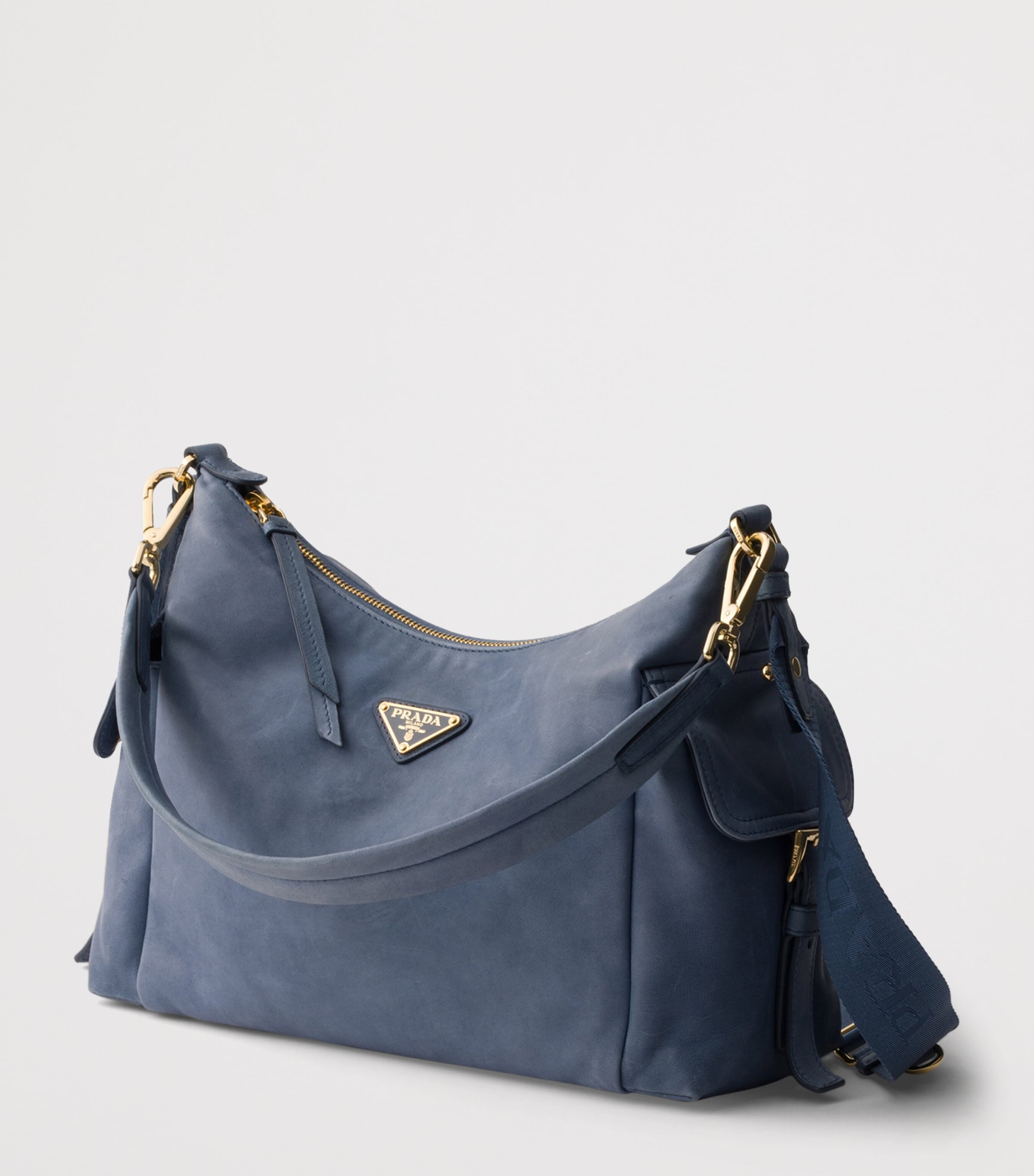 Prada Large Nappa Leather Explore Shoulder Bag Blue Image 4