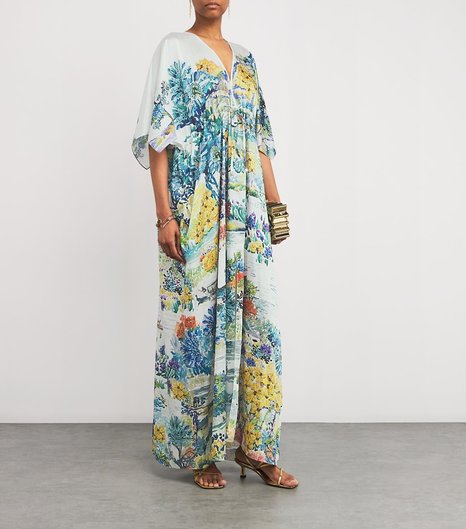 Satin Tie-Waist Taormina Kaftan AVIEMORE WATER Image 2