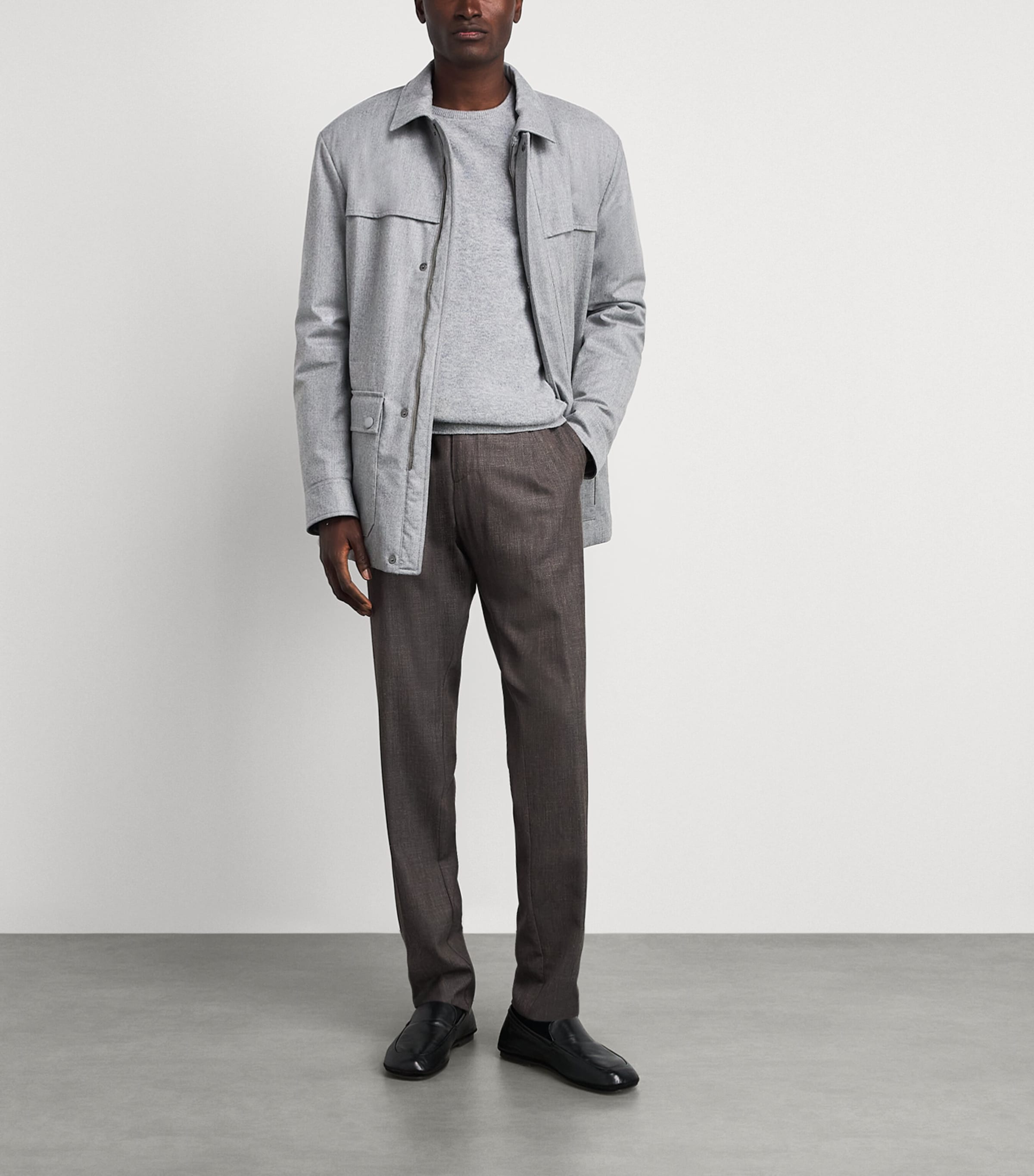 Canali Wool Field Jacket In Grey