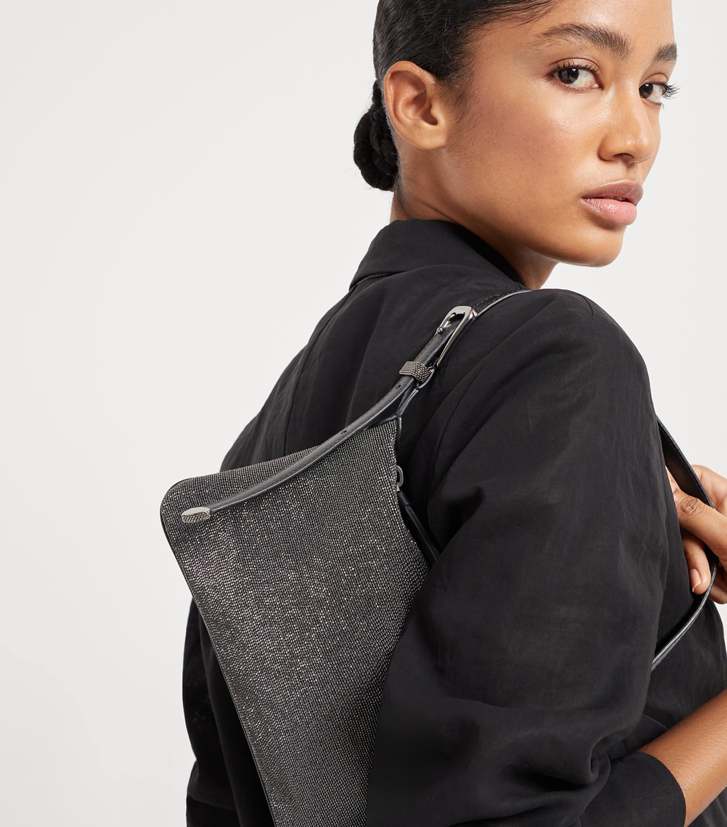 ショルダーバッグ・ポシェット Brunello Cucinelli Shoulder Bag Brown Bead-embellished leather shoulder bag | BRUNELLO