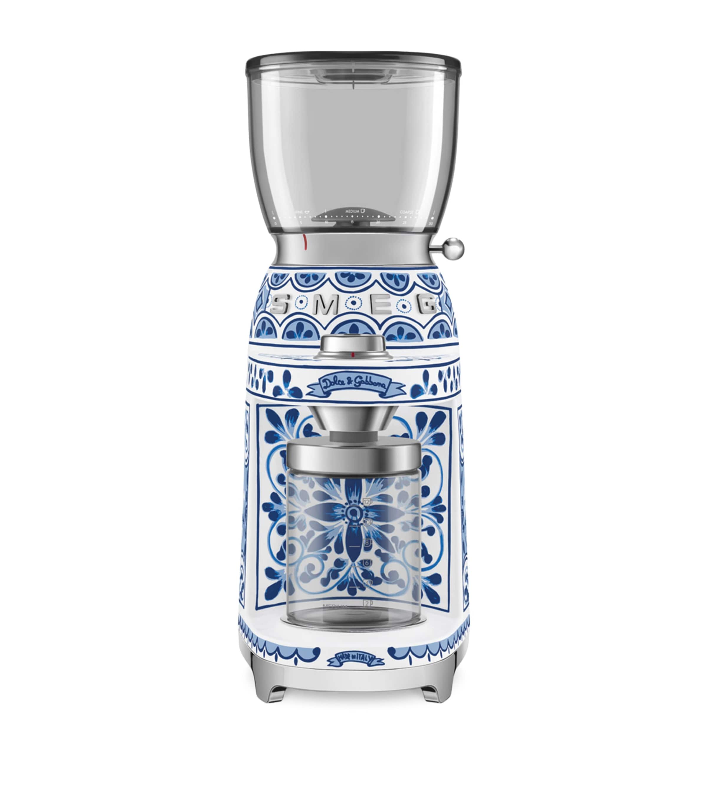 Smeg x Dolce & Gabbana Blu Mediterraneo Coffee Grinder White & Blue Image 2
