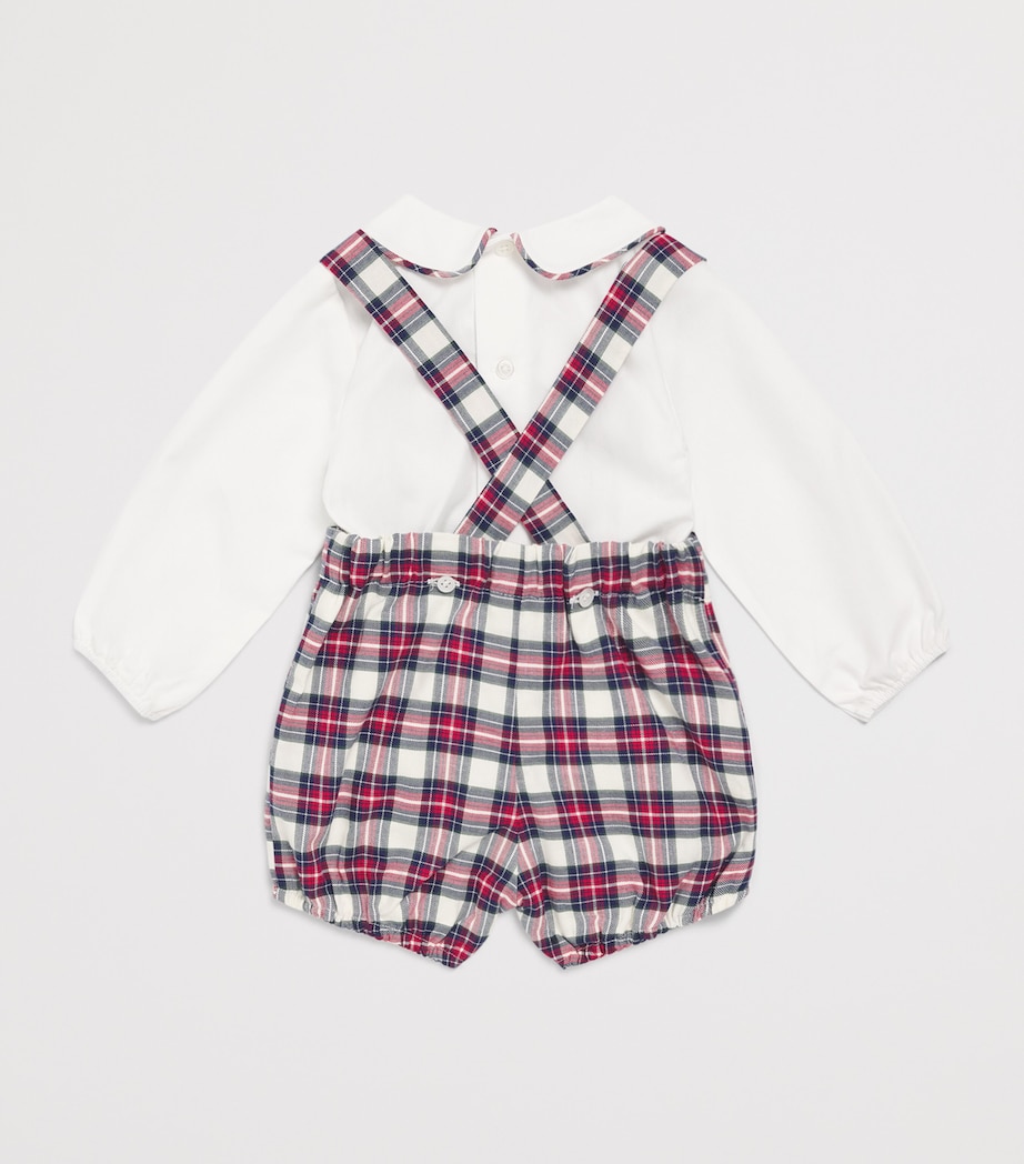 Paz Rodriguez Cotton Check Shirt and Shorts Set (3-24 Months) Cream Image 2