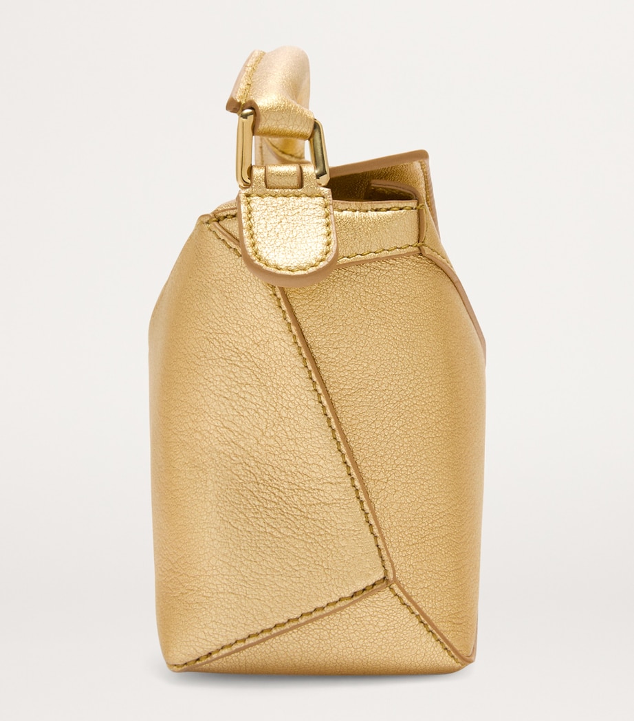 Mini Metallic Leather Puzzle Top-Handle Bag GOLD Image 4