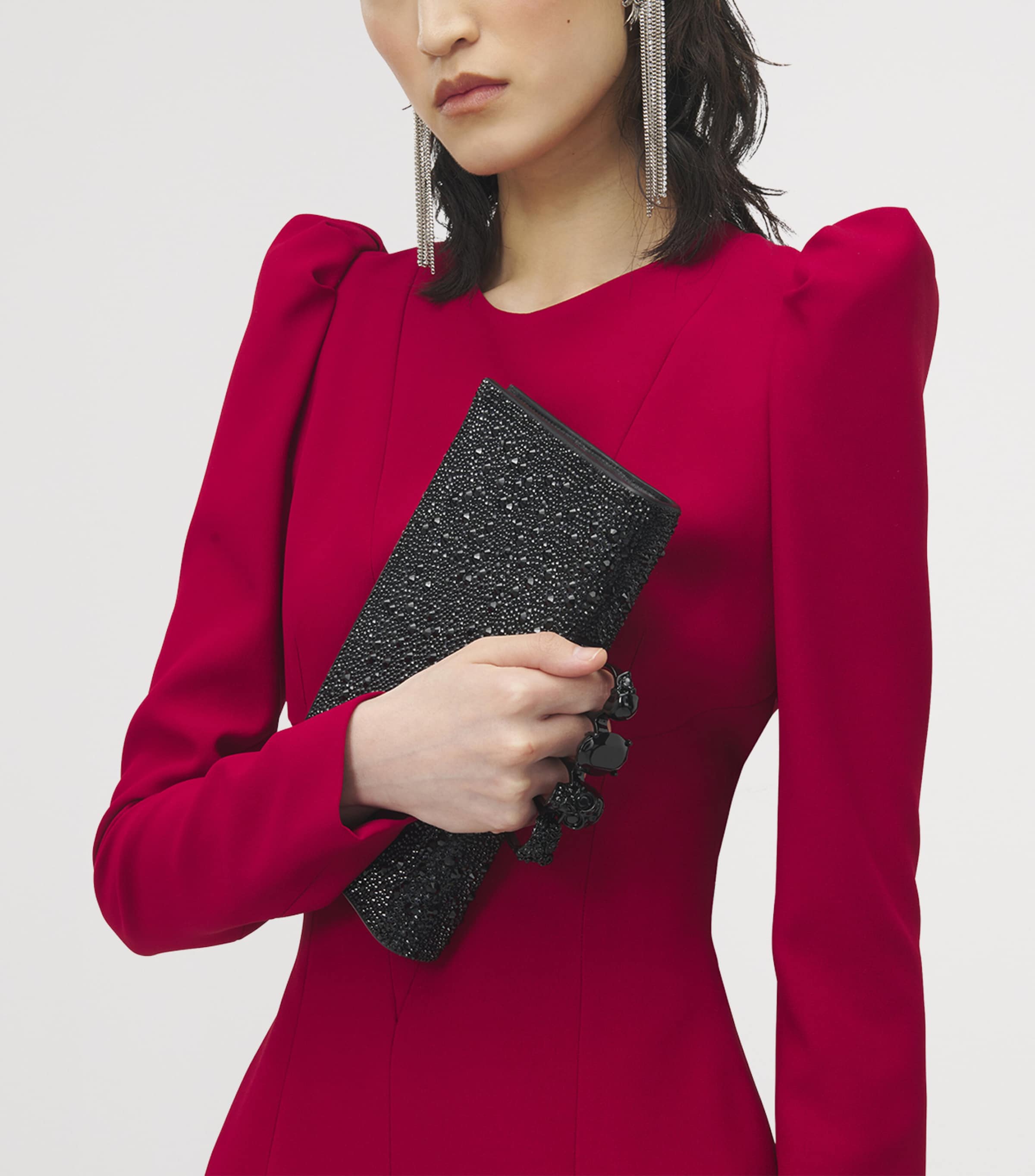 McQueen Suede Embellished Four-Ring Clutch Bag Image 5