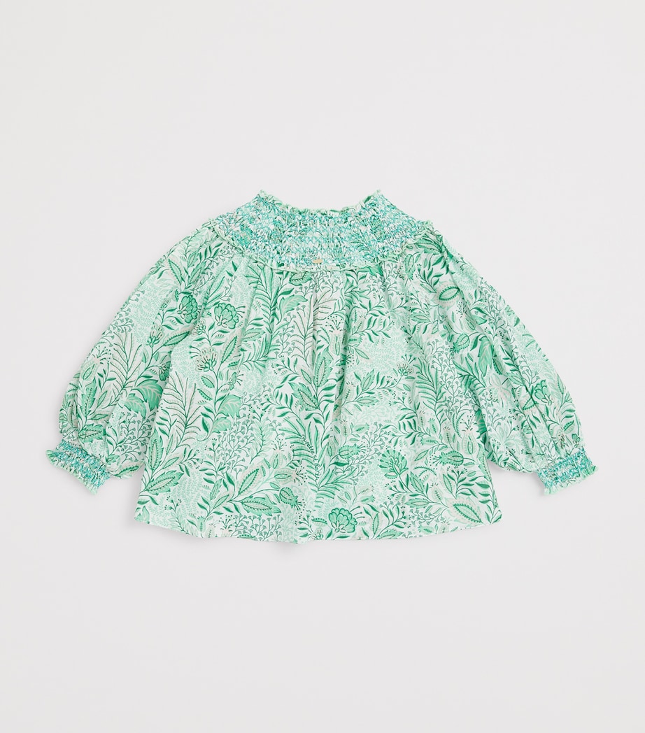 Poupette St Barth Kids Cotton Ysee Top (4-12 Years) Green Palmarosa Image 2