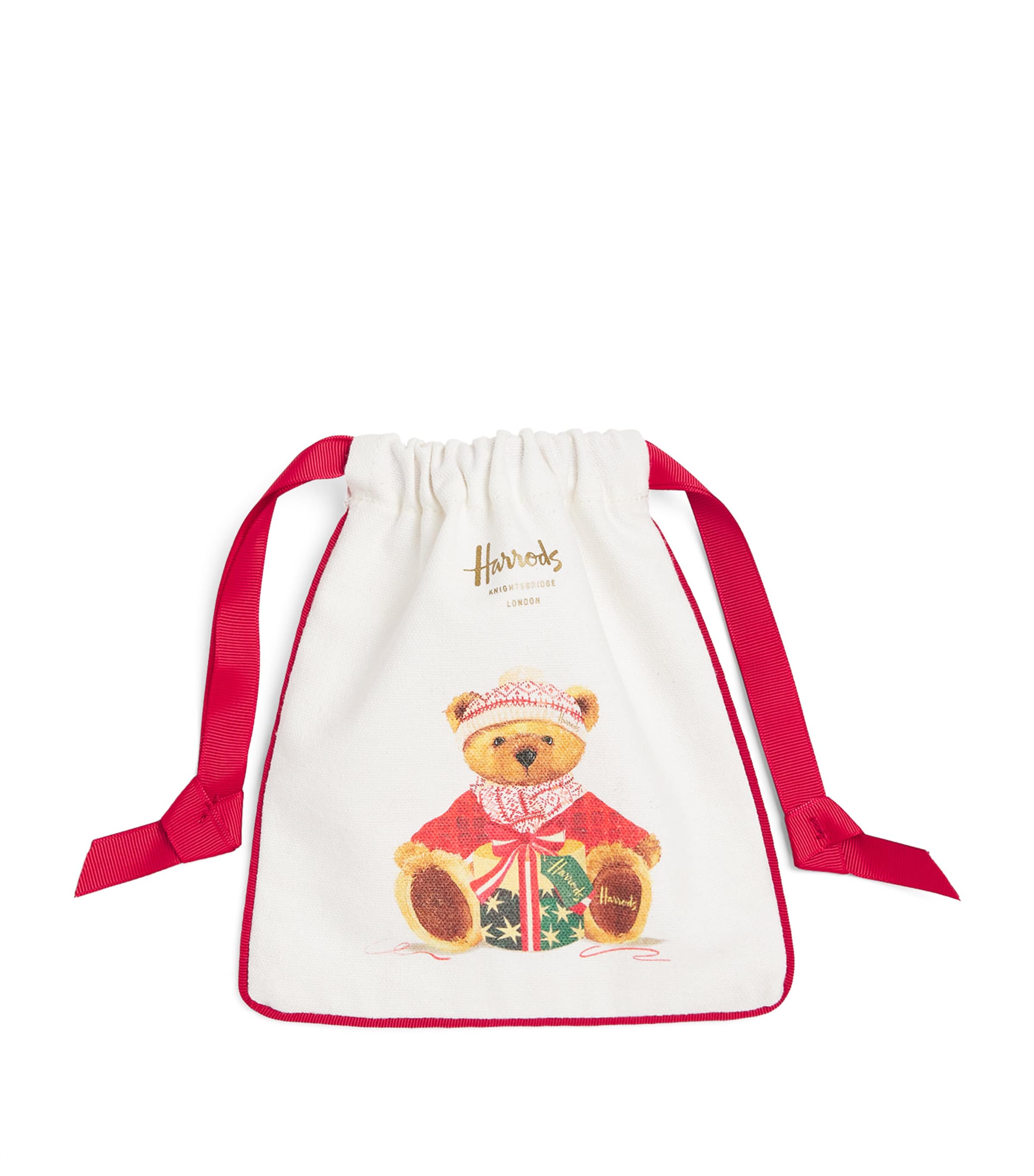 Harrods Mini Christmas Bear Sack In White
