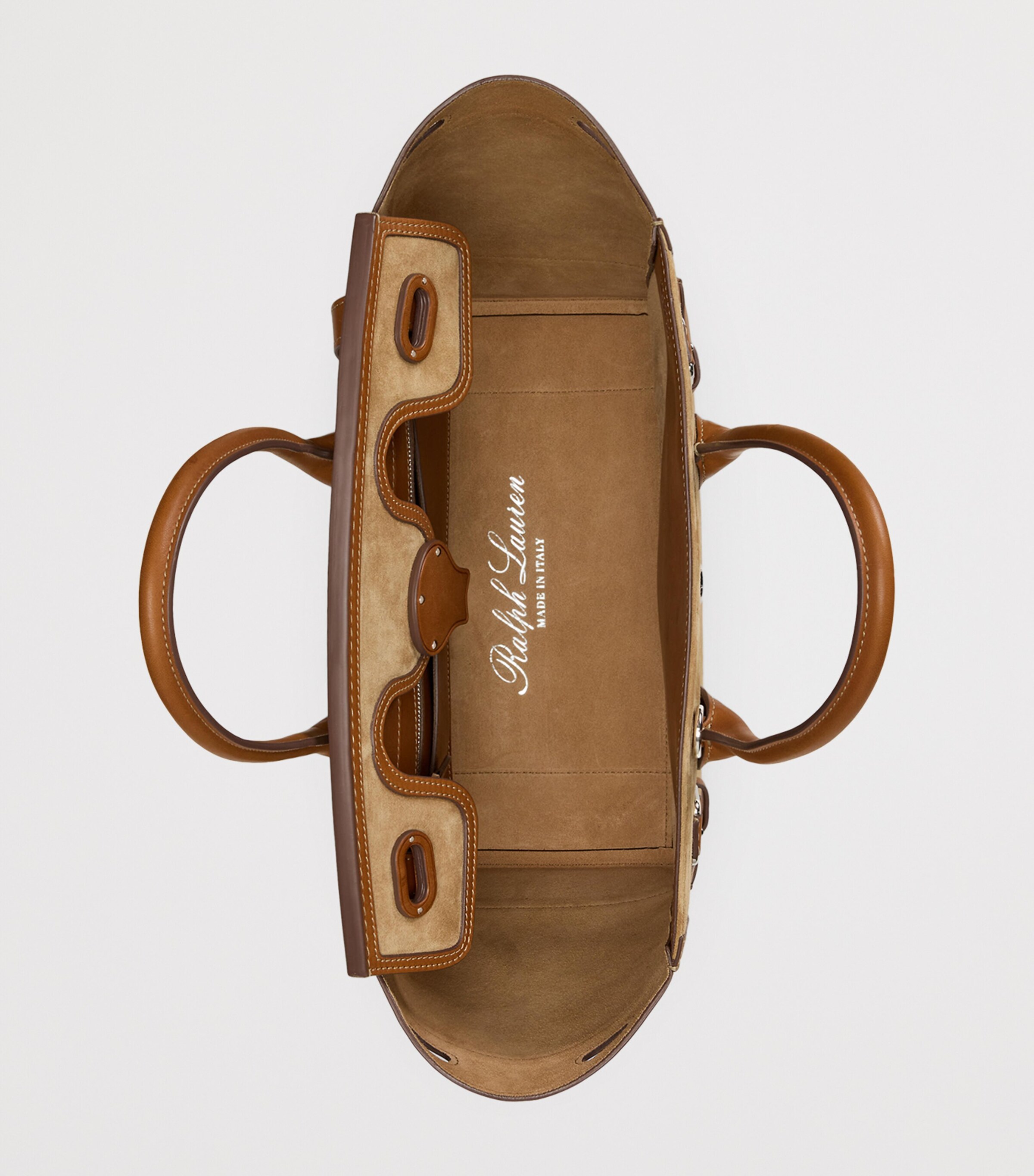 Ralph Lauren Collection Beige Suede Soft Ricky 33 Top-Handle Bag