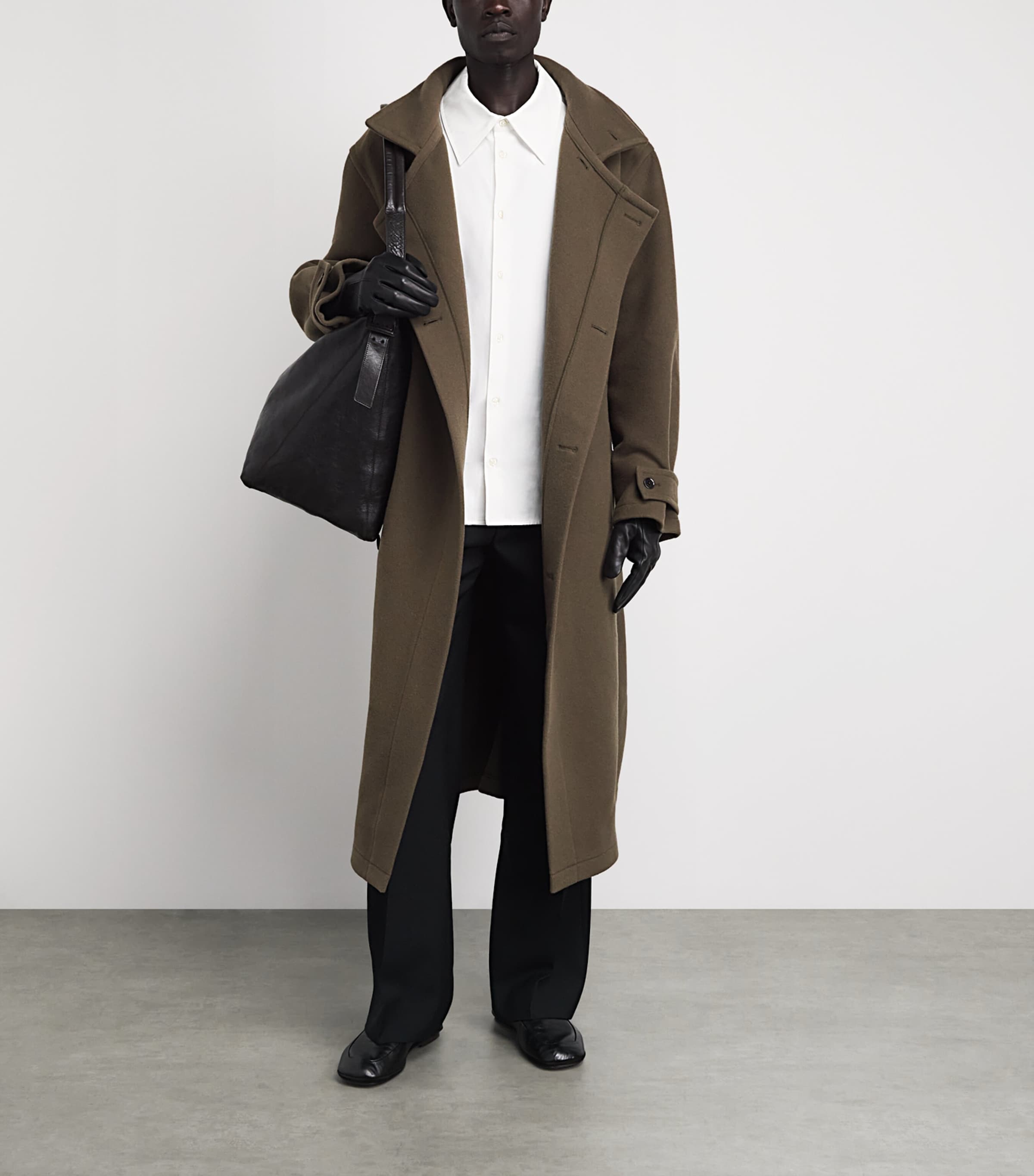 Lemaire Mens Wool Oversized Wrap Coat Thyme Image 2