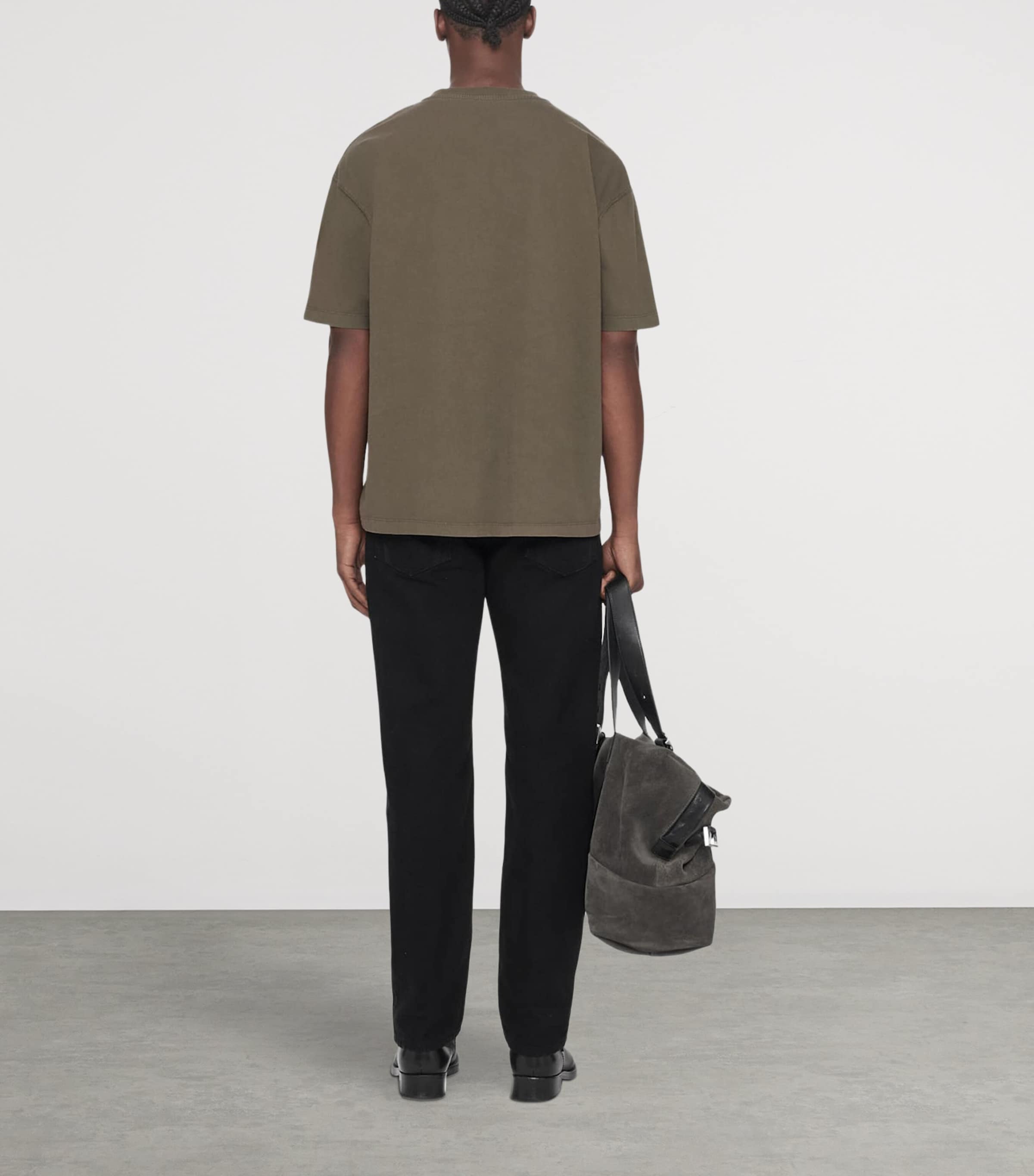 AllSaints Mens Organic Cotton Maddox T-Shirt Washed Khaki Image 7