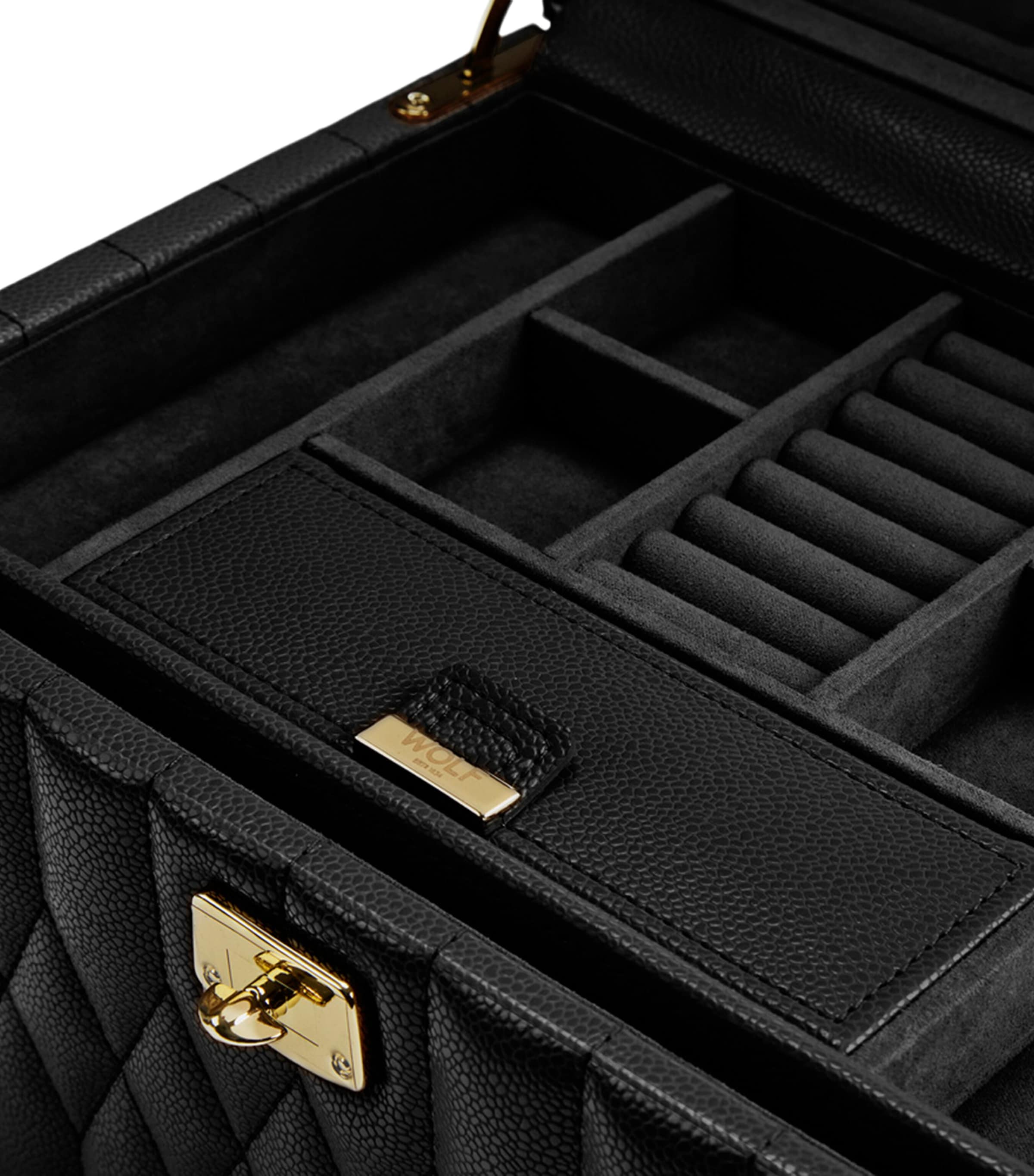WOLF Medium Lauren Jewellery Box Black Image 5