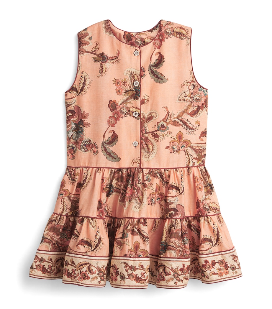 Zimmermann Kids Aster Tiered Dress (2-12 Years) Peach Jacobean Image 1