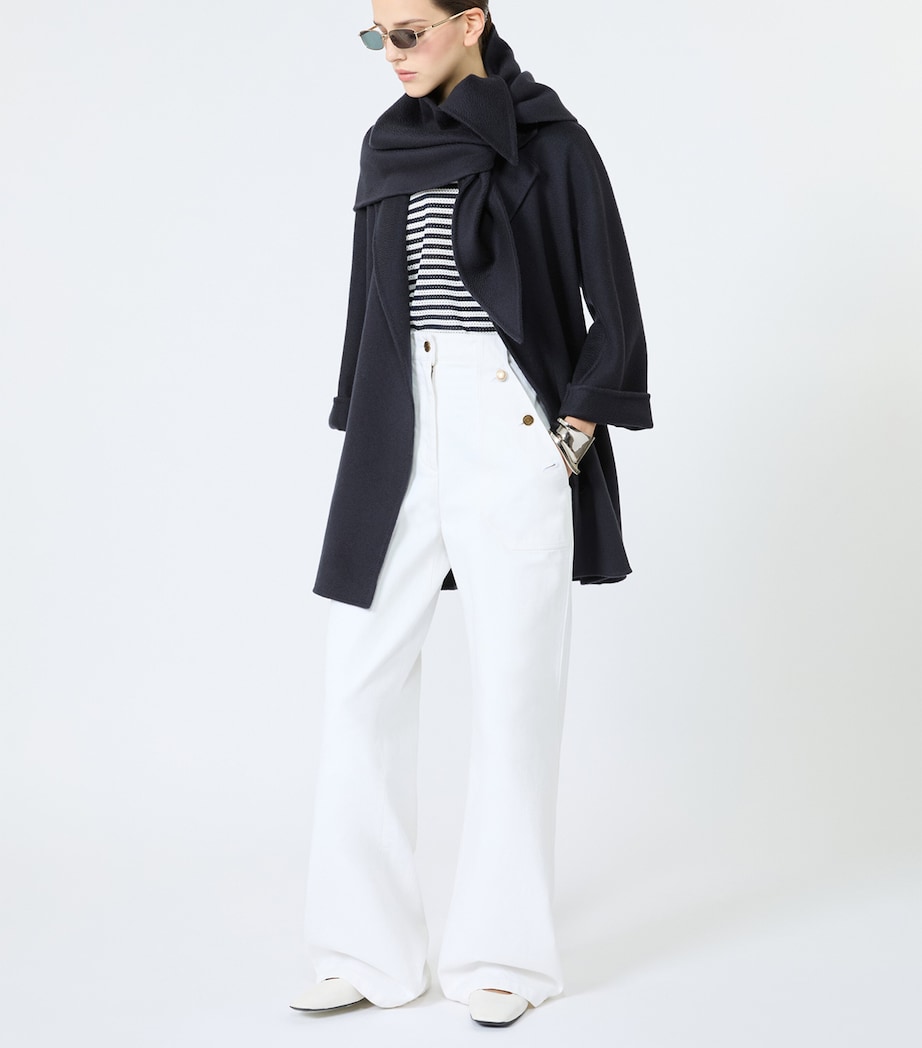 Max Mara Womens Cashmere Short Wrap Coat with Scarf Ultramarine Image 7