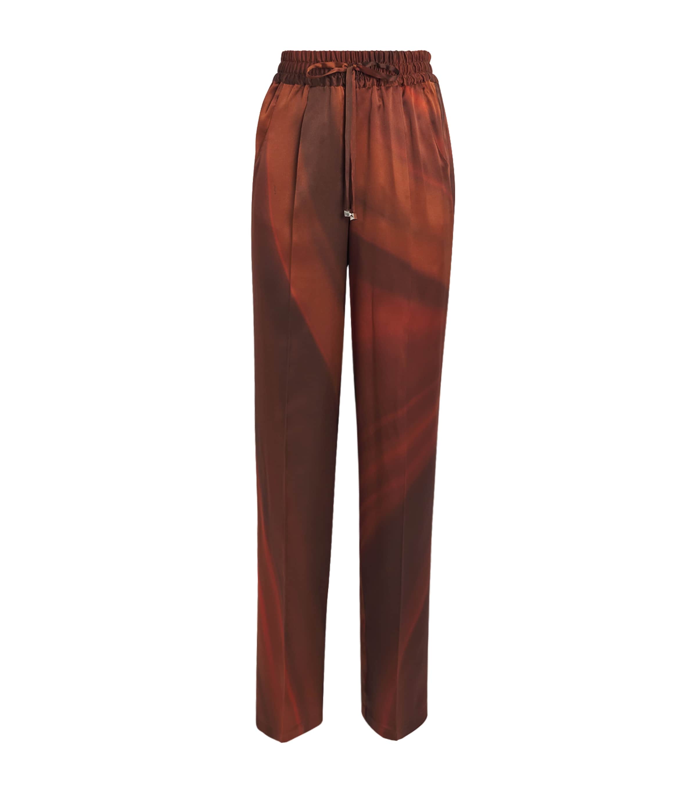 Kiton Womens Silk Drawstring Trousers Brown/rust Image 1