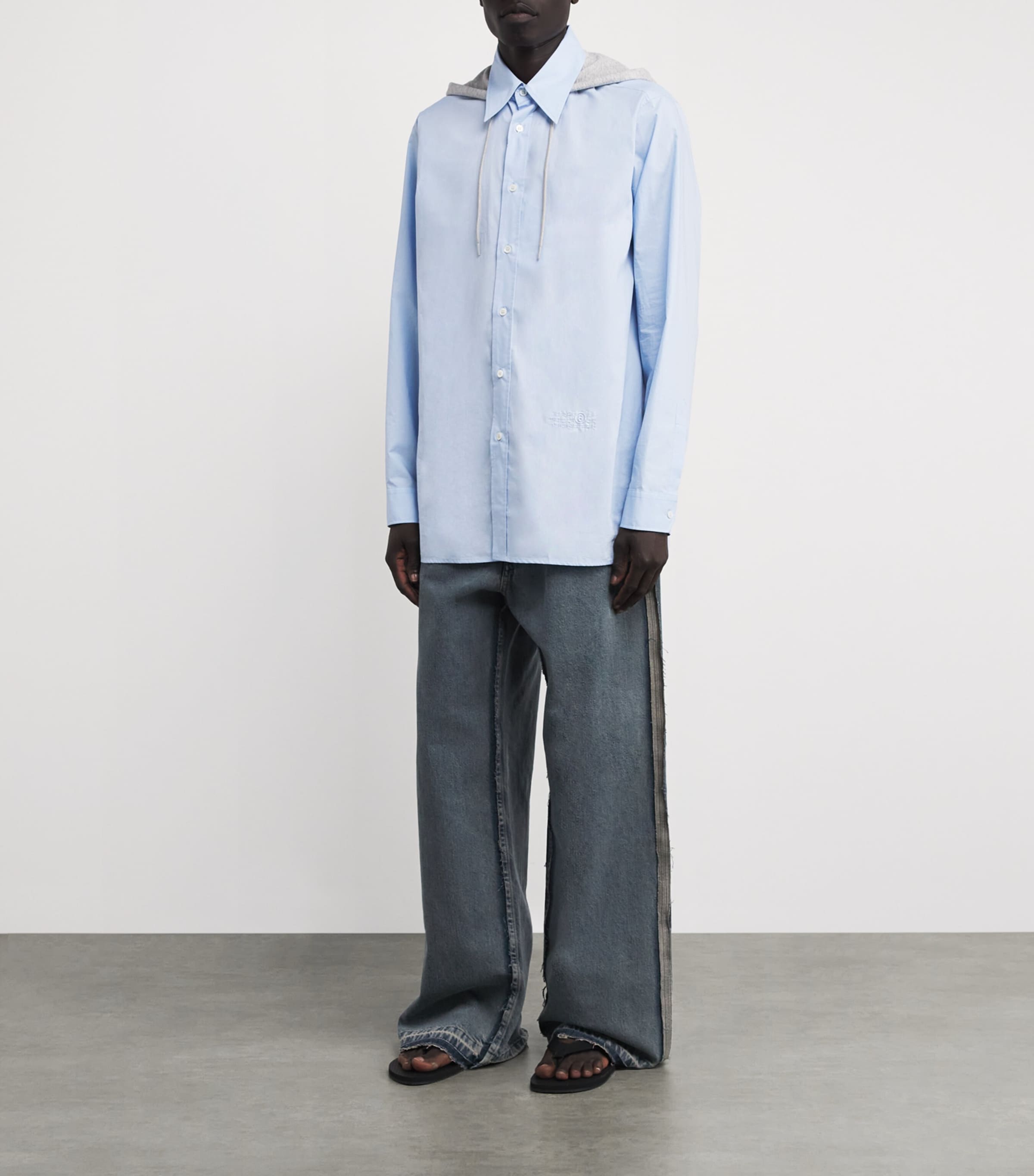 MM6 Maison Margiela Blue Oversized Distressed-Detail Jeans