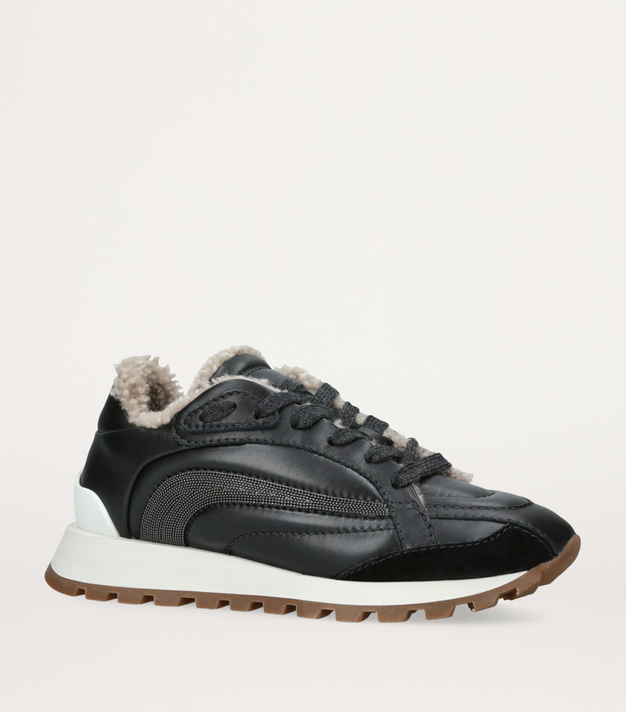 Shearling-Lined Sneakers BLACK Image 3