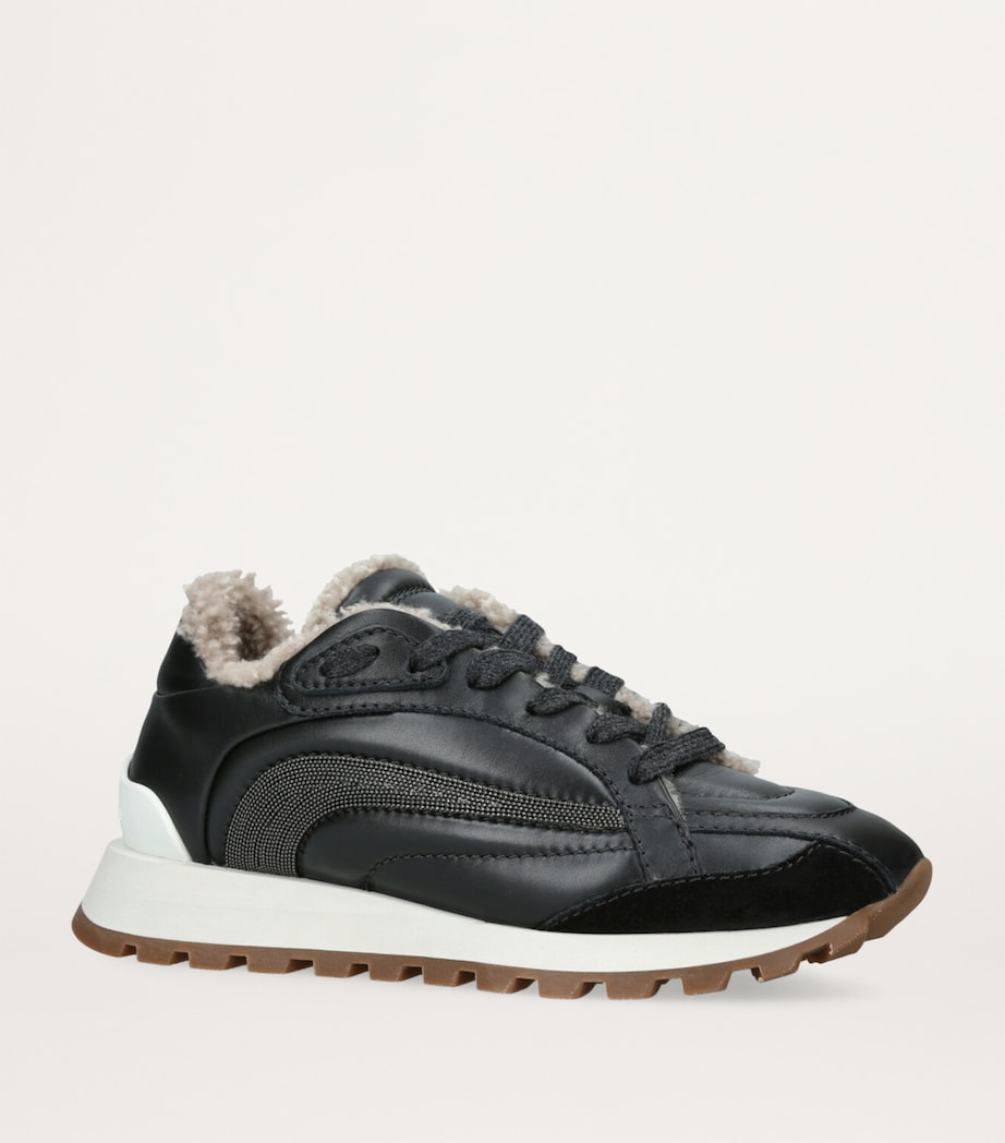 Shearling-Lined Sneakers BLACK Image 3