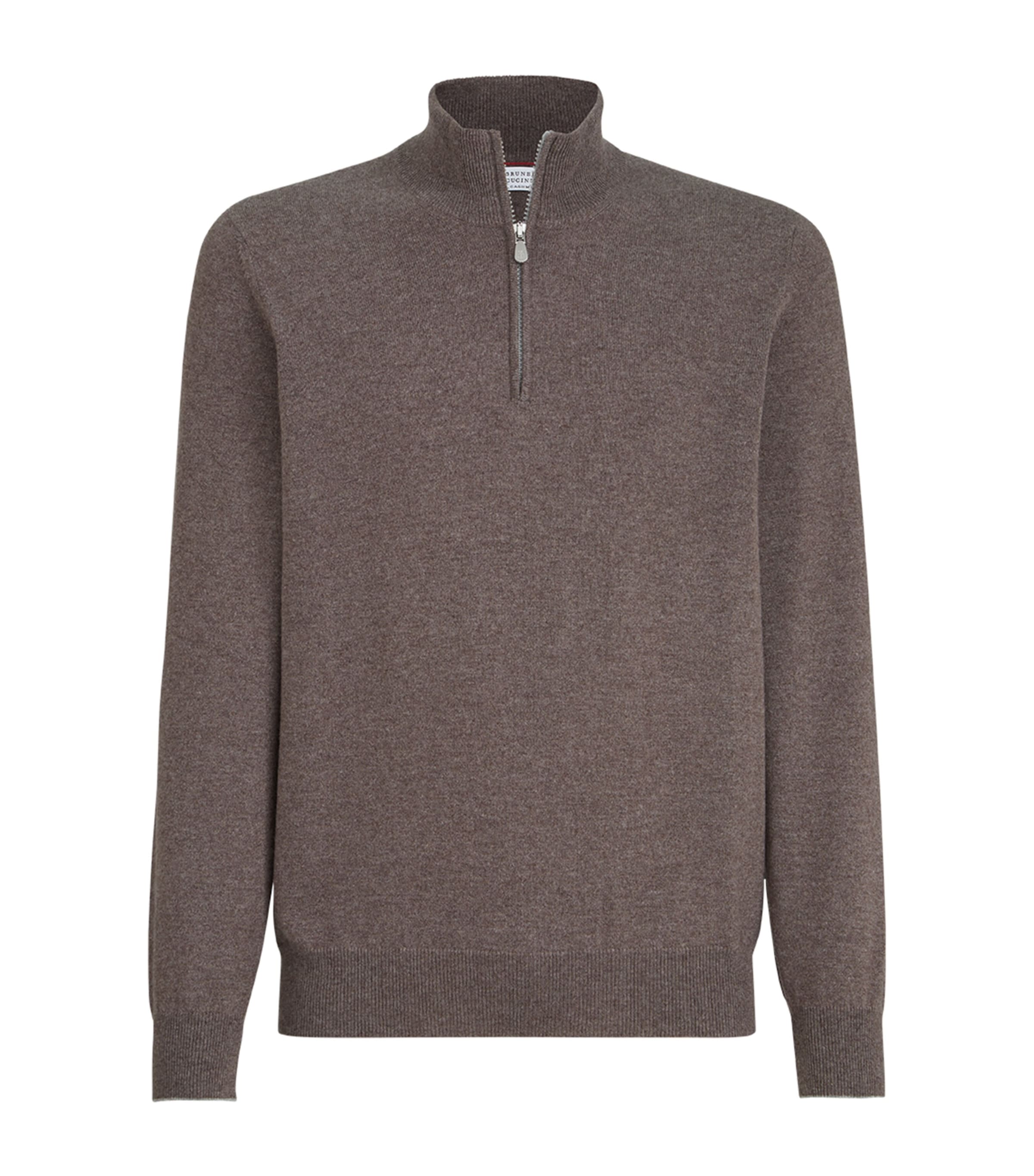 Brunello Cucinelli Mens Cashmere Half-Zip Sweater Image 1