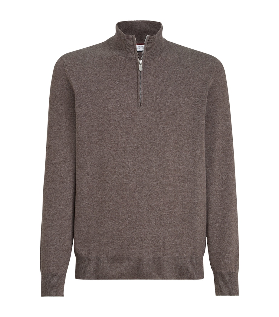Brunello Cucinelli Mens Cashmere Half-Zip Sweater Image 1